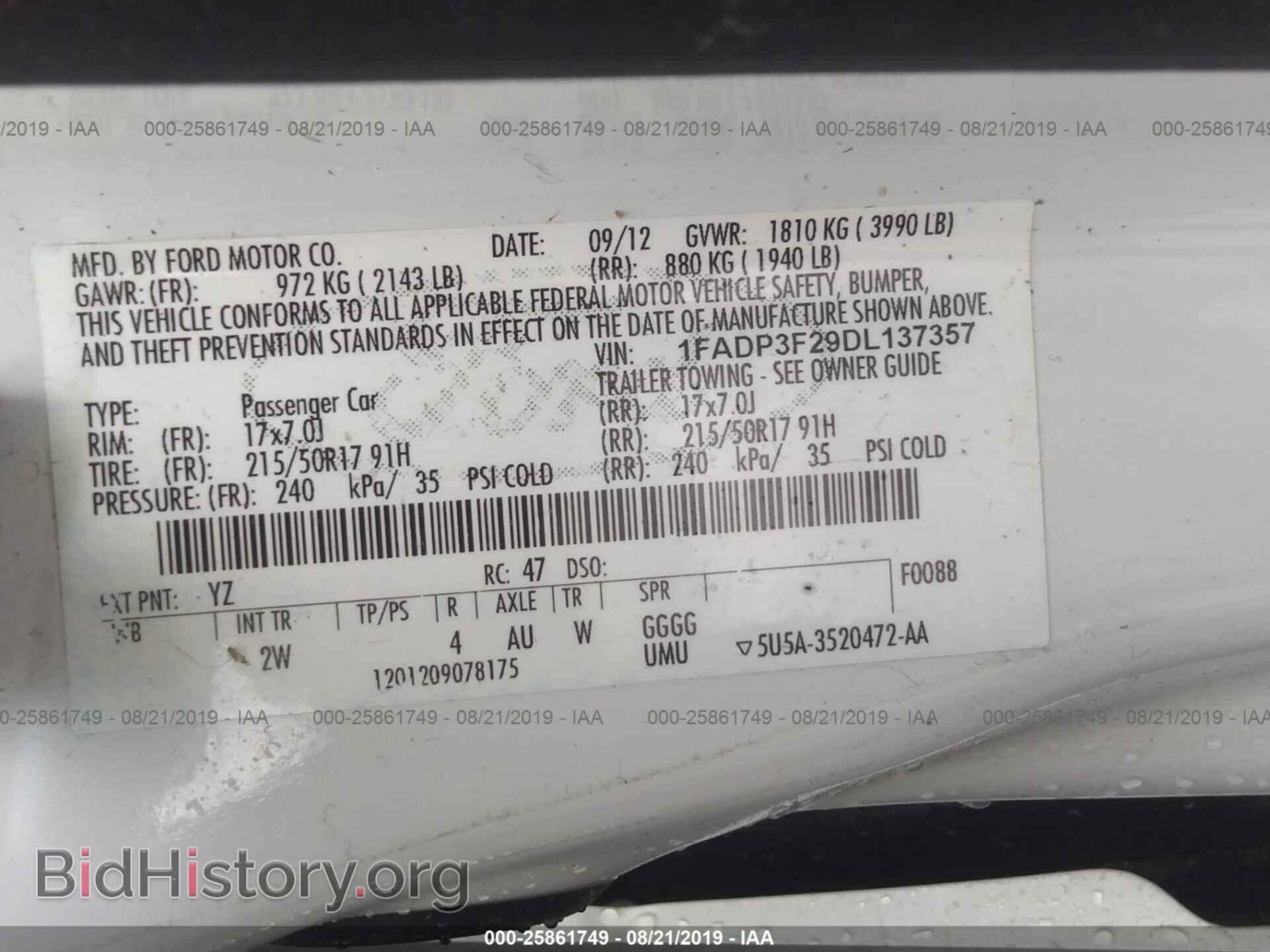 2013 FORD FOCUS - VIN: 1FADP3F29DL137357 - Photo 9