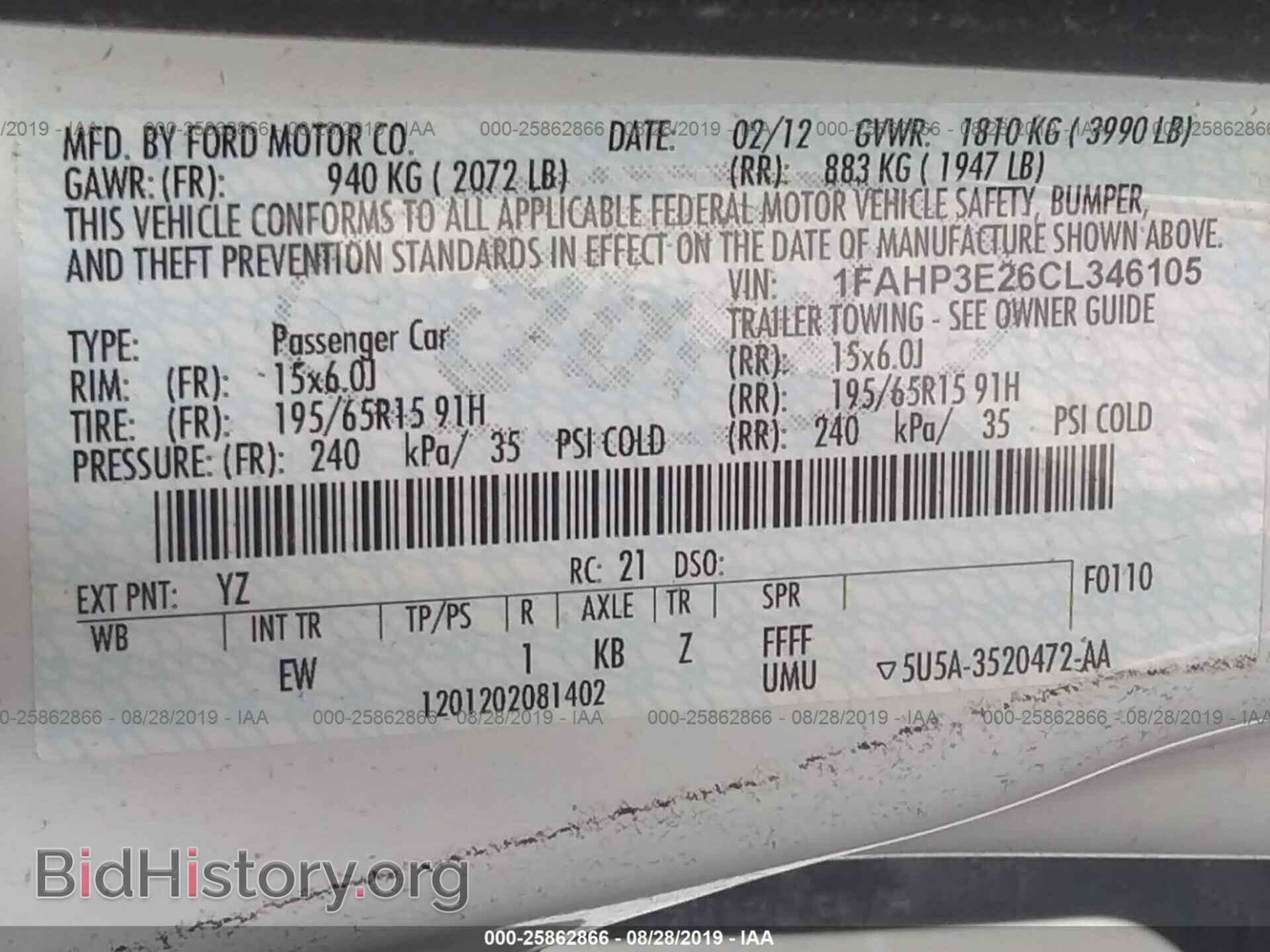 2012 FORD FOCUS - VIN: 1FAHP3E26CL346105 - Photo 9