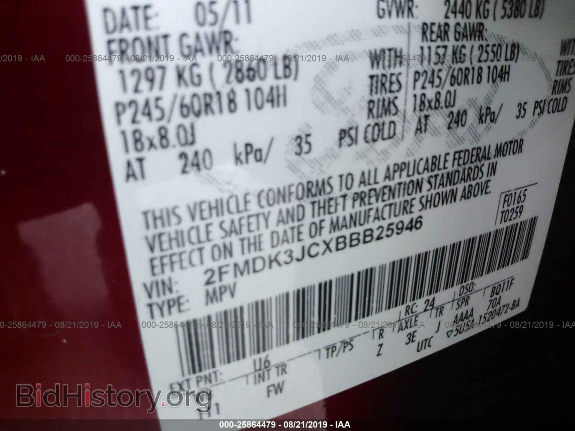 2011 FORD EDGE - VIN: 2FMDK3JCXBBB25946 - Фото 9