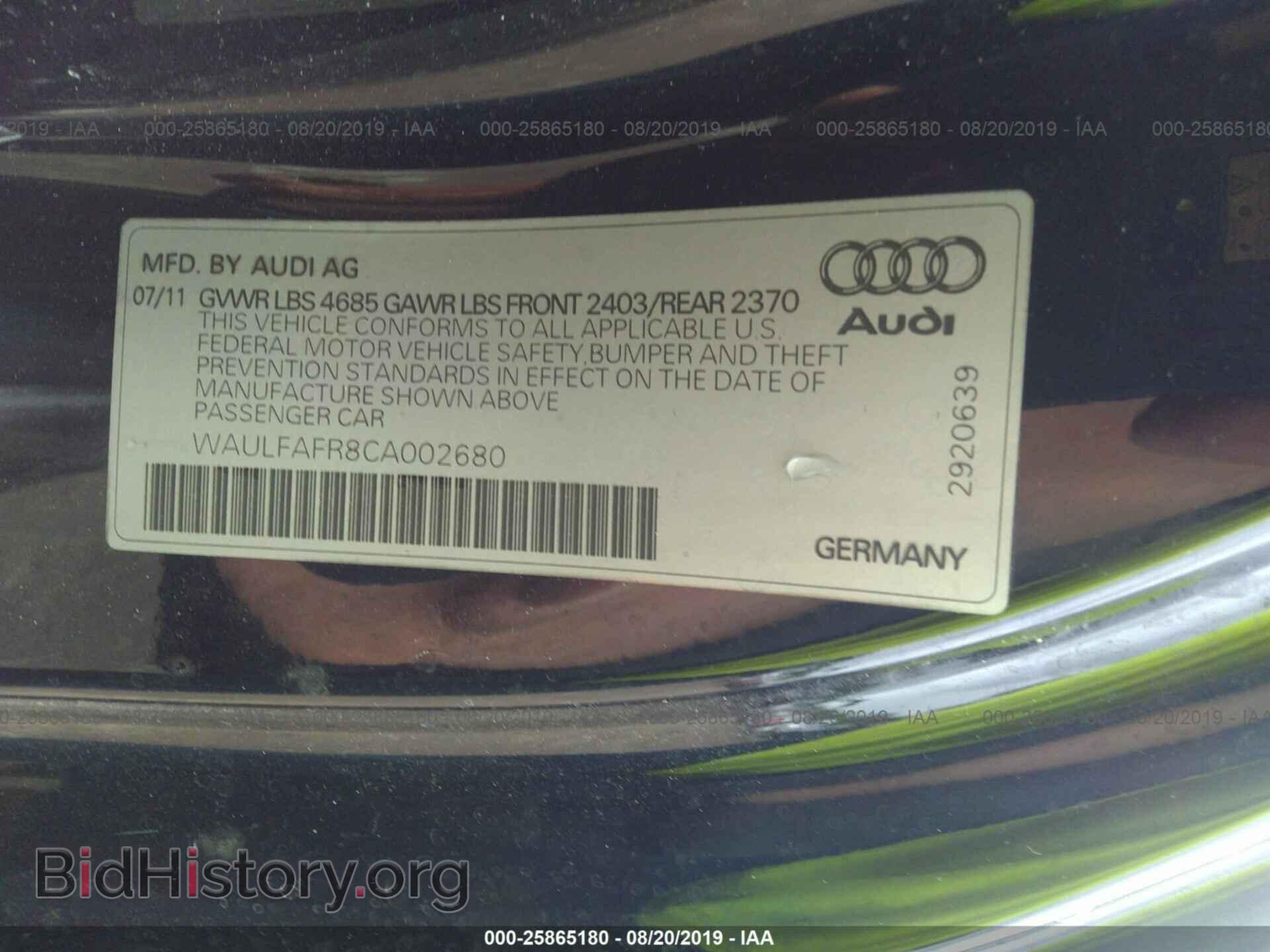 2012 AUDI A5 - VIN: WAULFAFR8CA002680 - Photo 9
