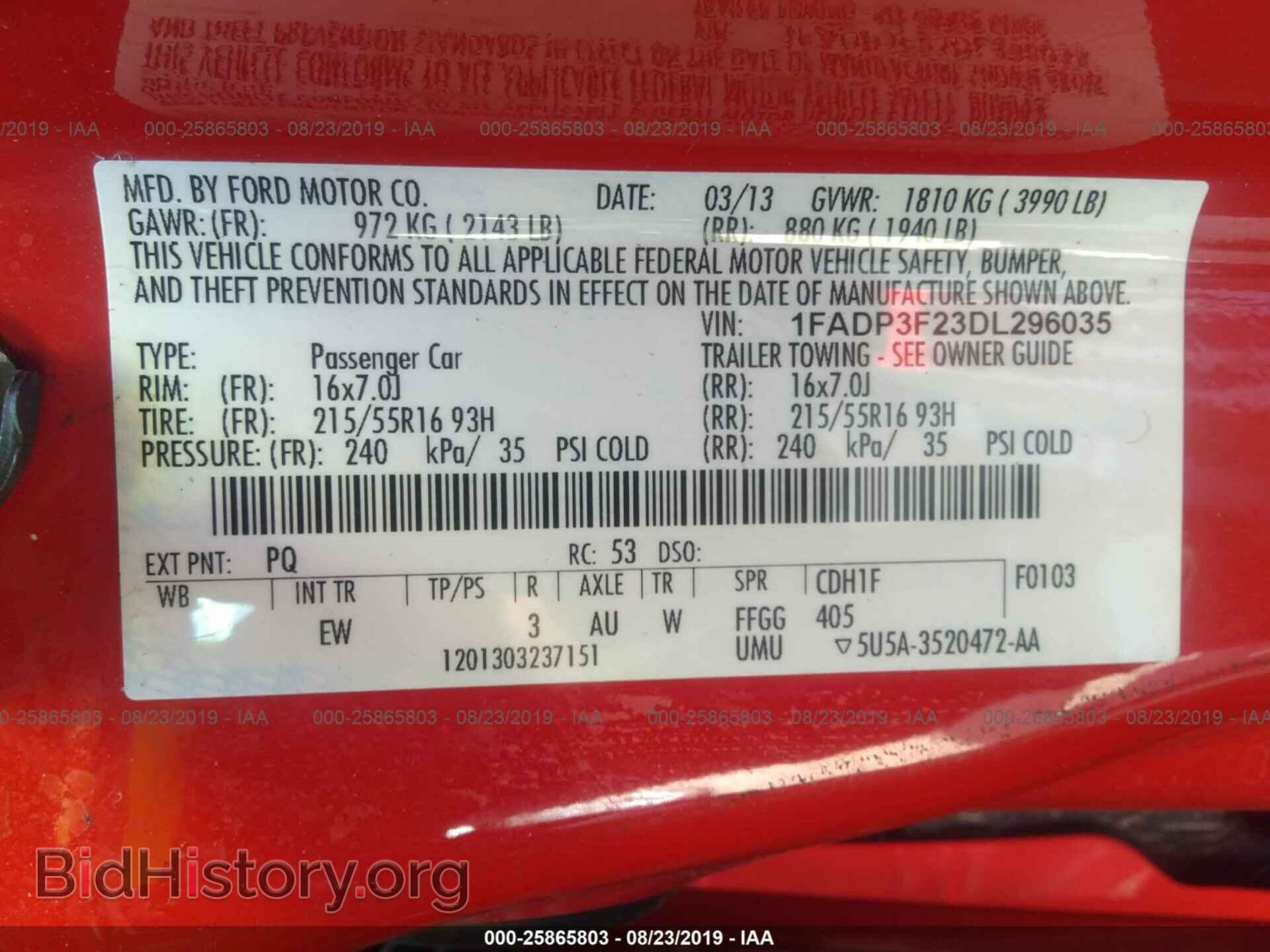 2013 FORD FOCUS - VIN: 1FADP3F23DL296035 - Фото 9