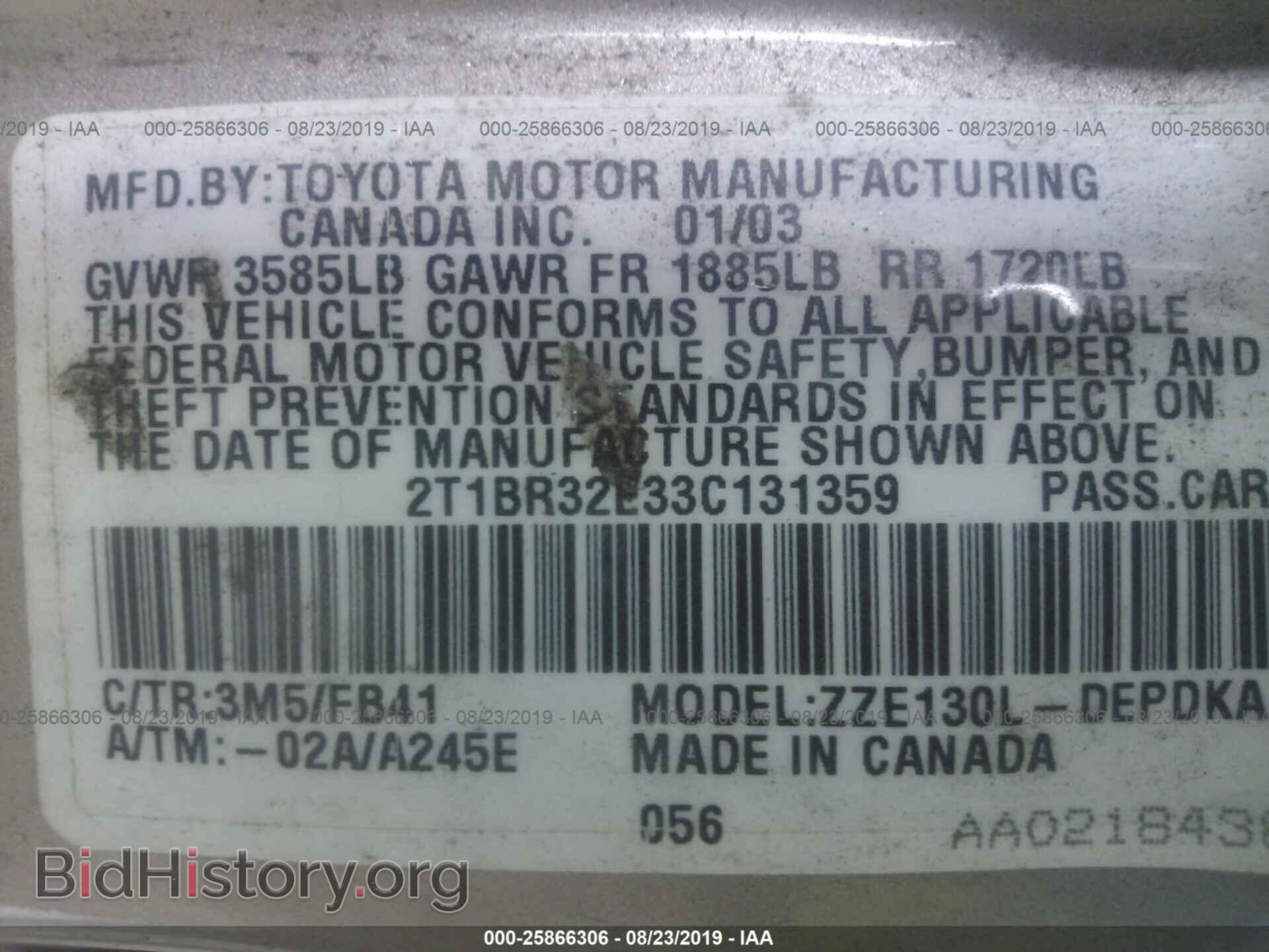 2003 TOYOTA COROLLA - VIN: 2T1BR32E33C131359 - Photo 9