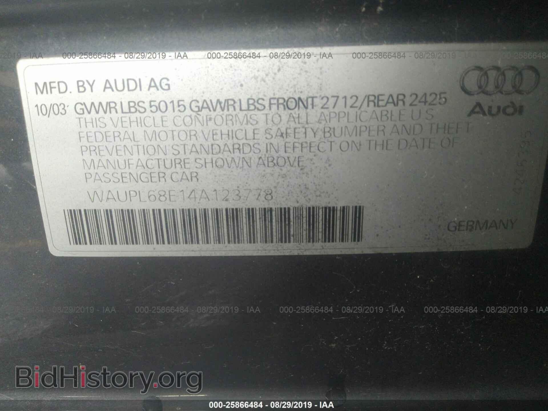 2004 AUDI S4 - VIN: WAUPL68E14A123778 - Photo 9