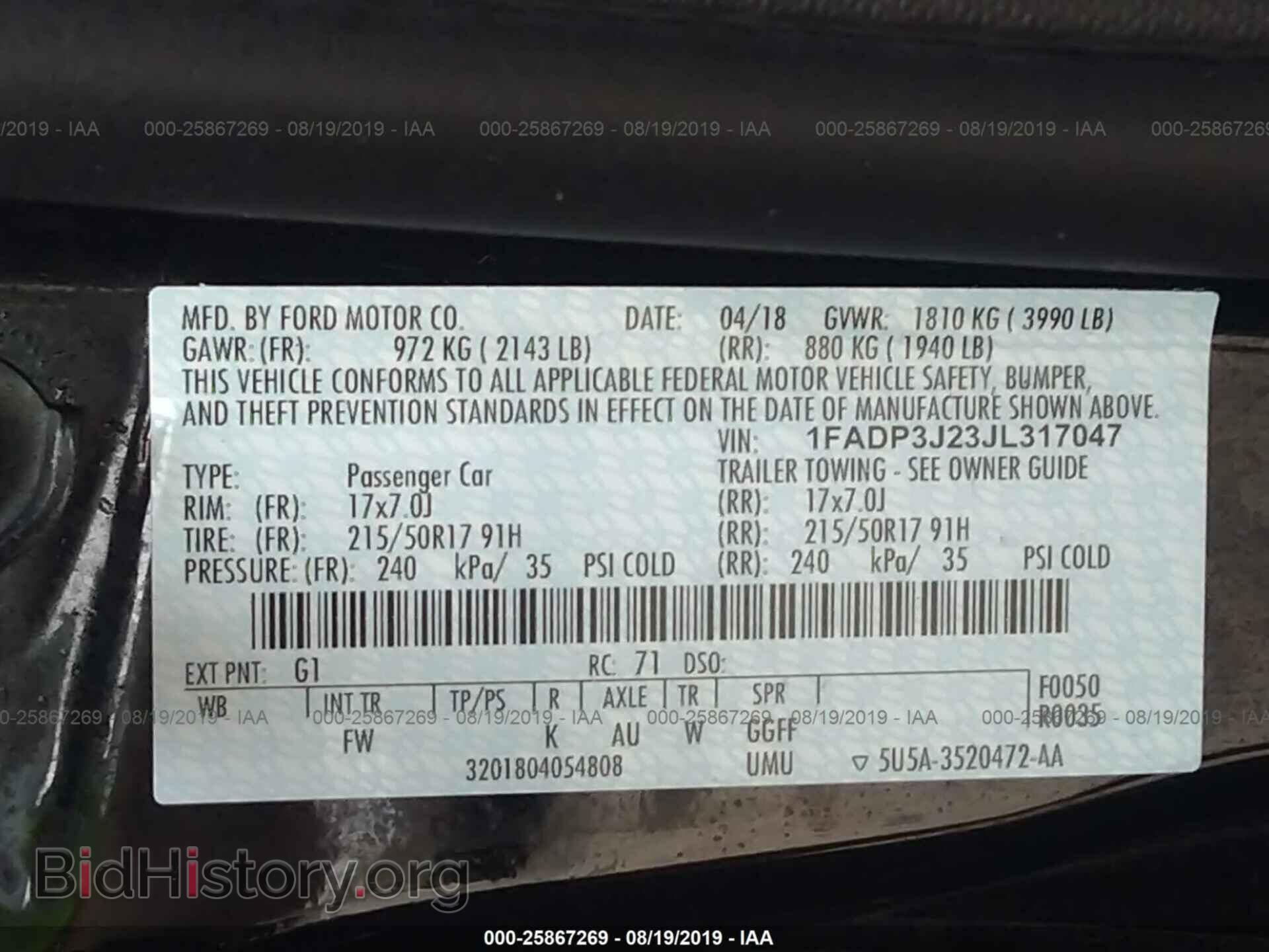 2018 FORD FOCUS - VIN: 1FADP3J23JL317047 - Фото 9
