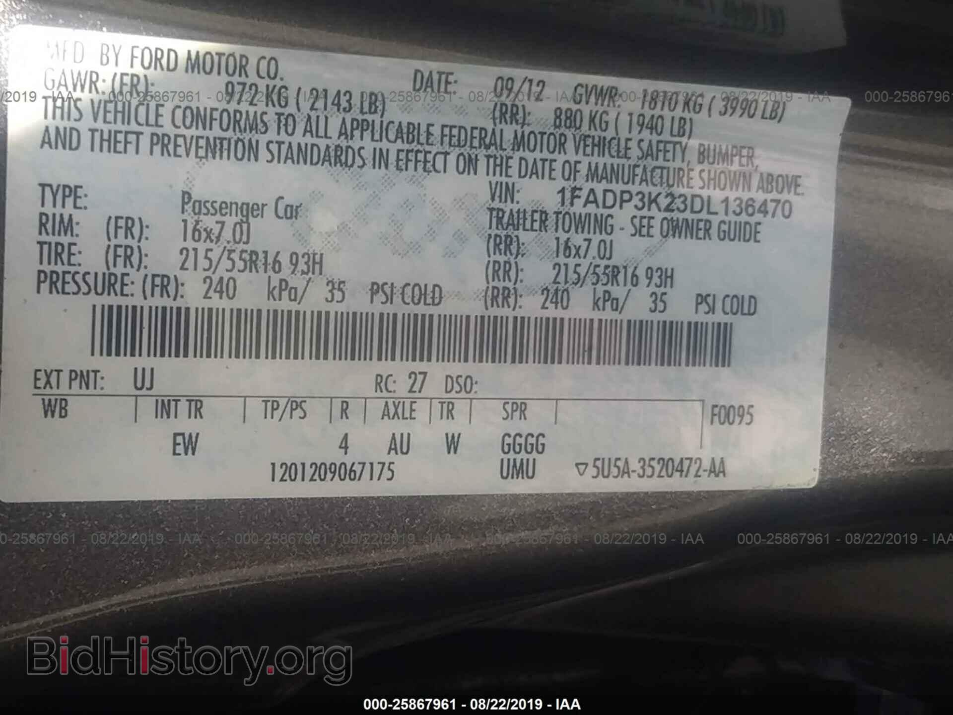 2013 FORD FOCUS - VIN: 1FADP3K23DL136470 - Фото 9