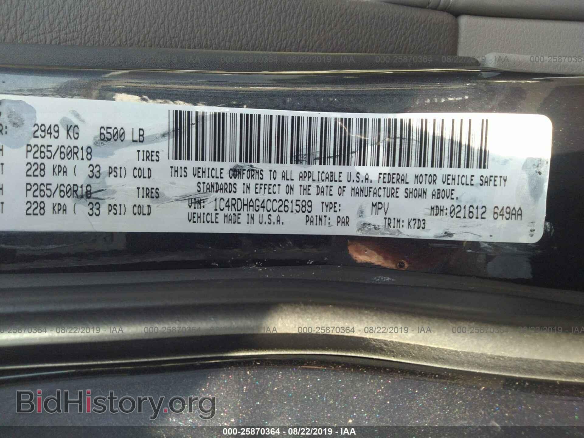 2012 DODGE DURANGO - VIN: 1C4RDHAG4CC261589 - Фото 9