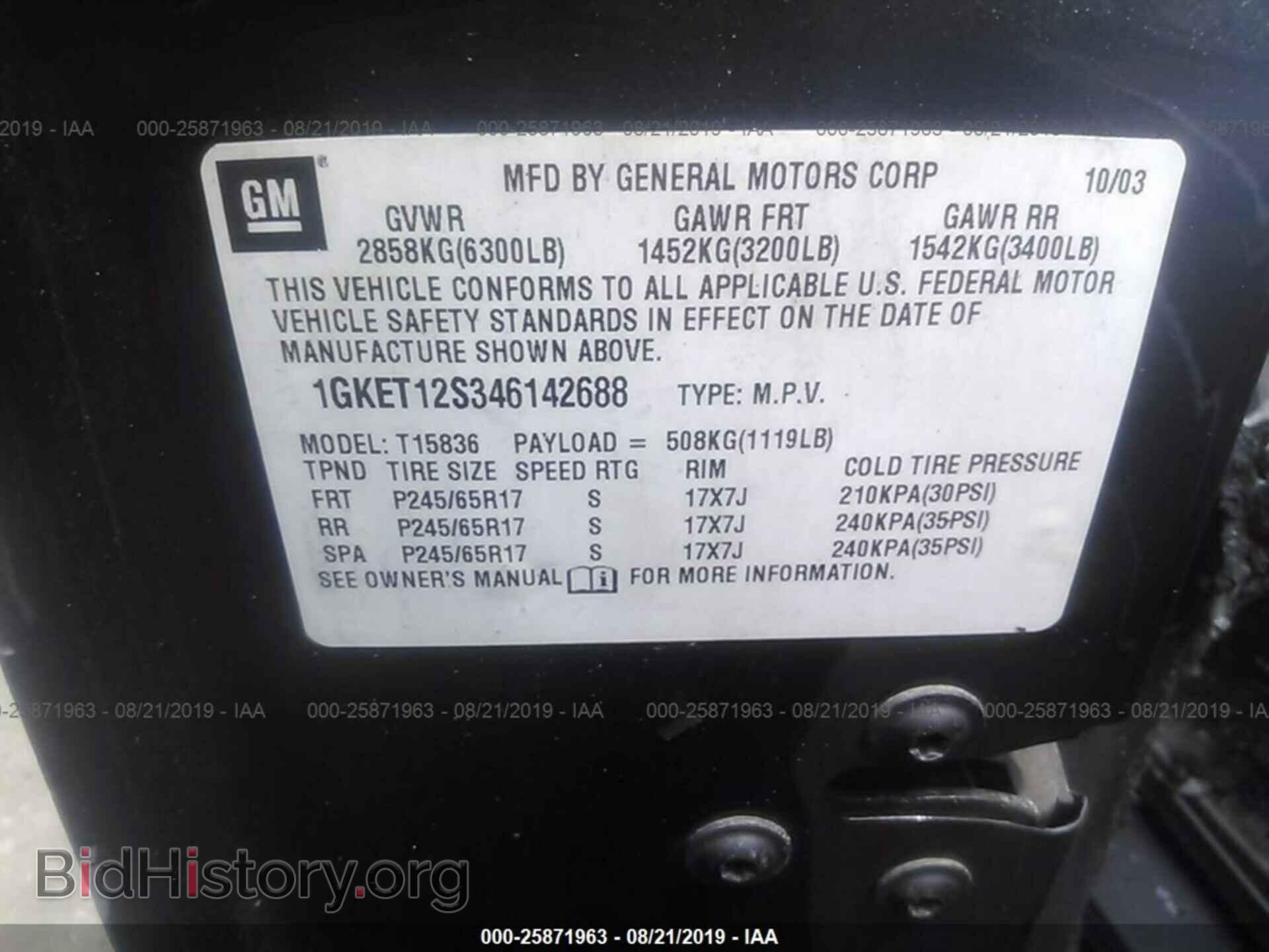 2004 GMC ENVOY - VIN: 1GKET12S346142688 - Фото 9
