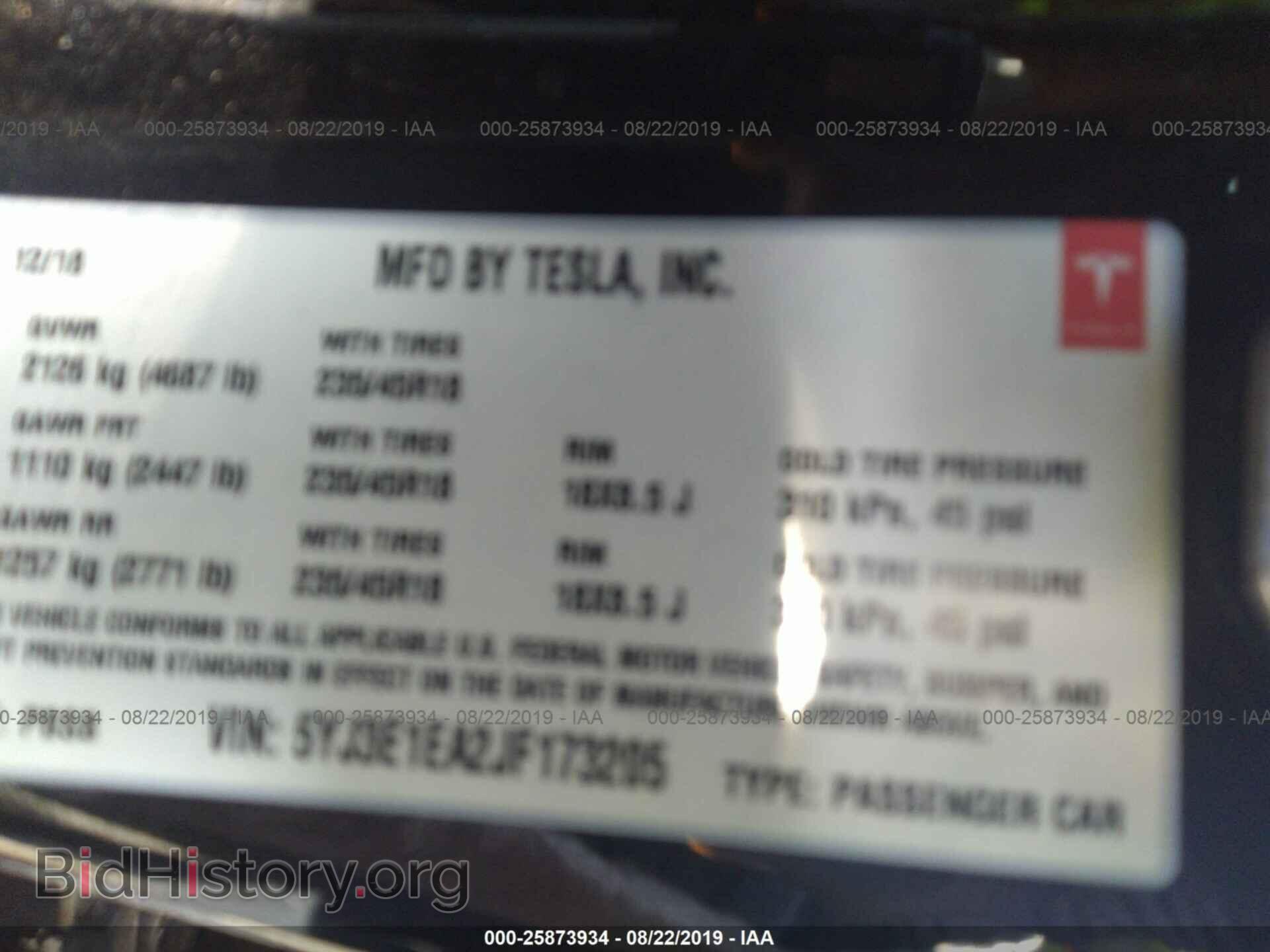 2018 TESLA MODEL 3 - VIN: 5YJ3E1EA2JF173205 - Фото 9