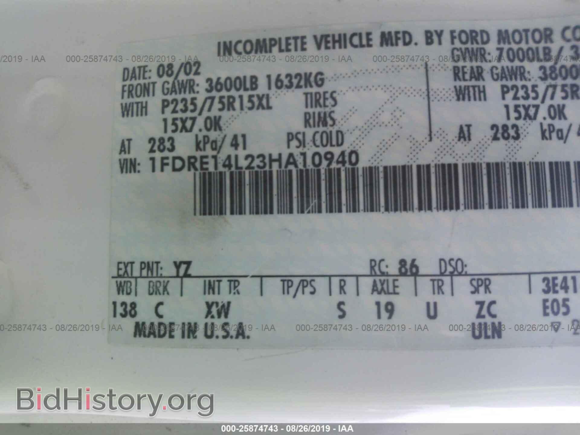 2003 FORD ECONOLINE - VIN: 1FDRE14L23HA10940 - Фото 9