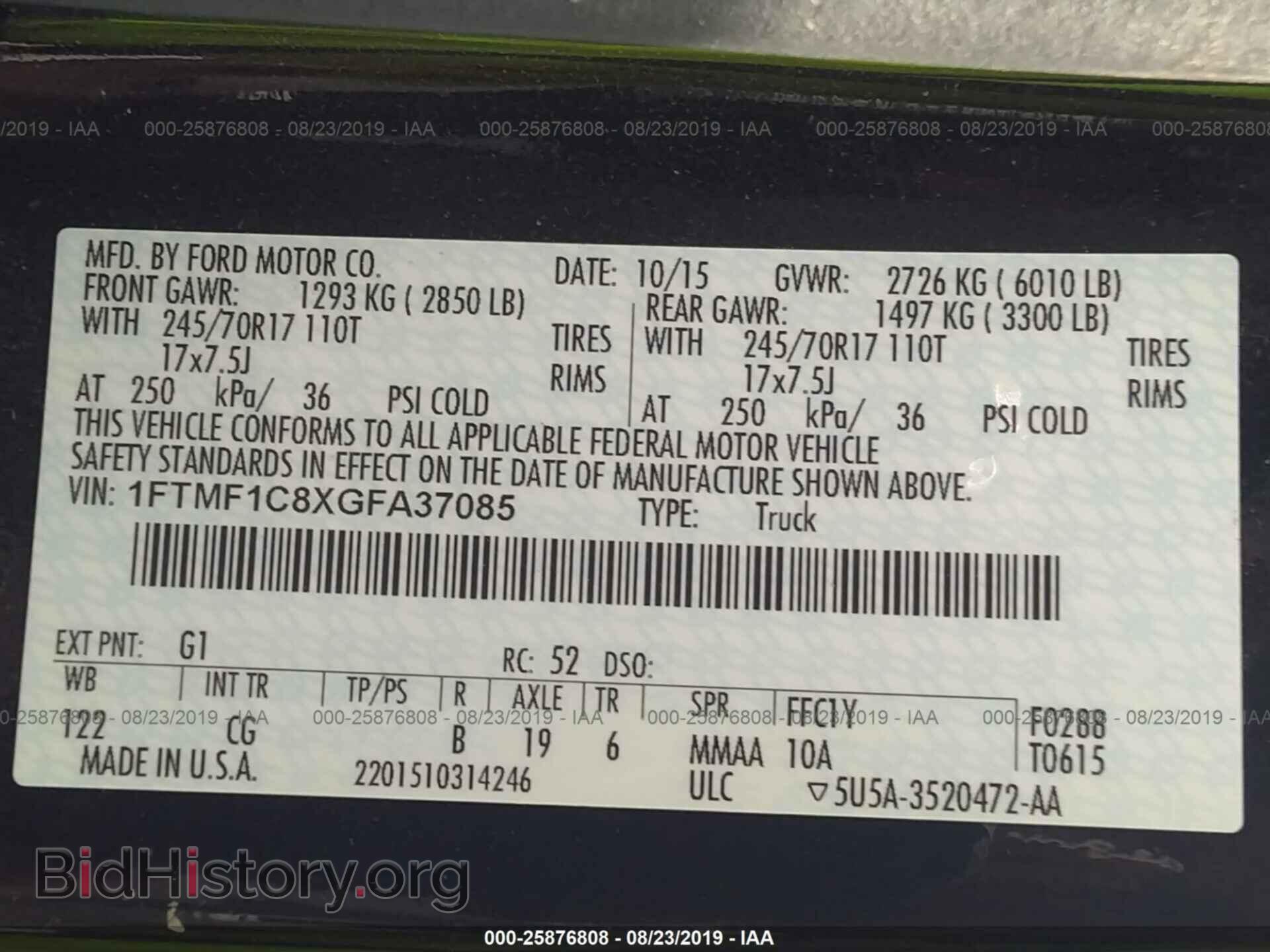2016 FORD F150 - VIN: 1FTMF1C8XGFA37085 - Photo 9