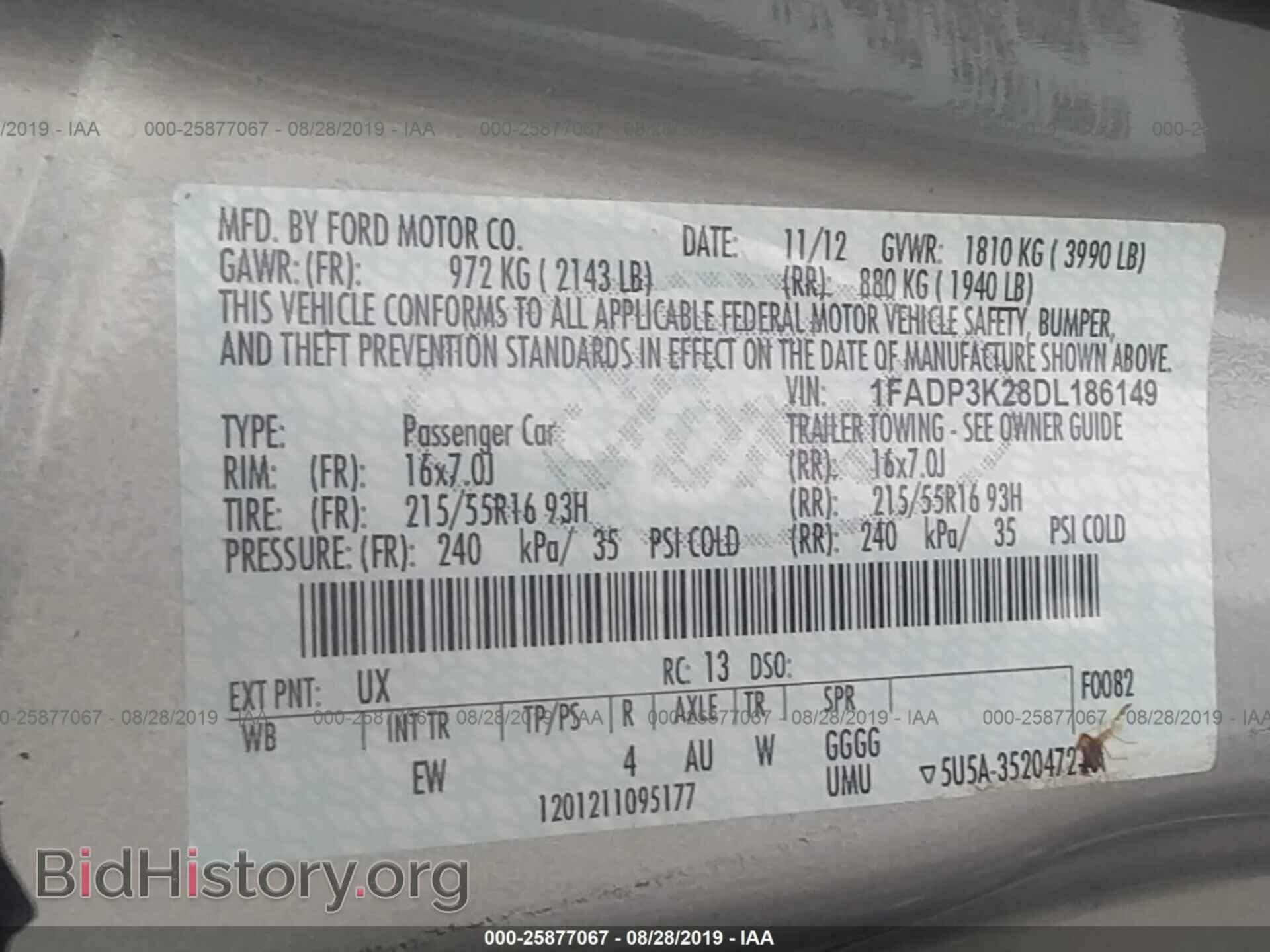 2013 FORD FOCUS - VIN: 1FADP3K28DL186149 - Фото 9