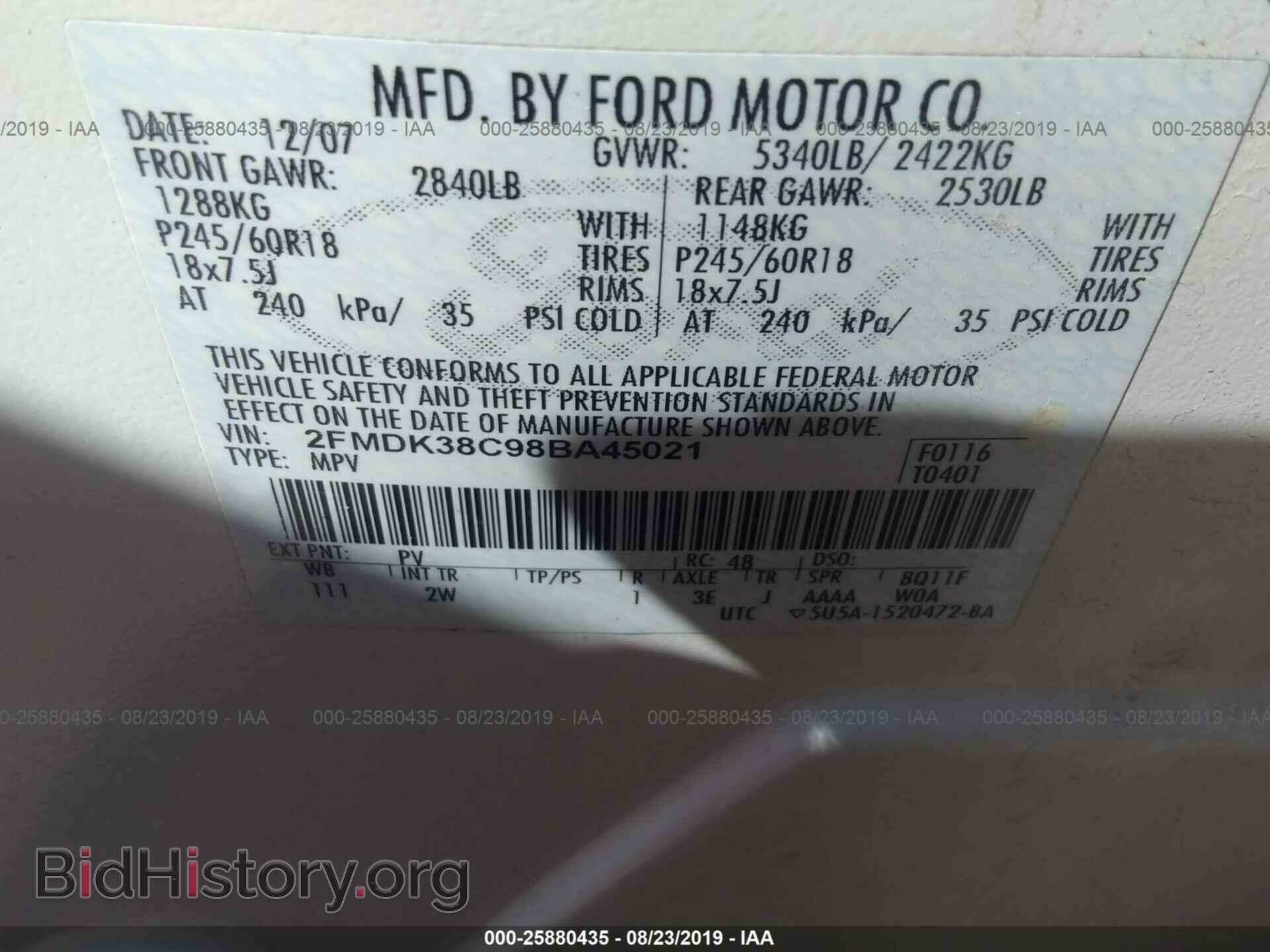 2008 FORD EDGE - VIN: 2FMDK38C98BA45021 - Photo 9