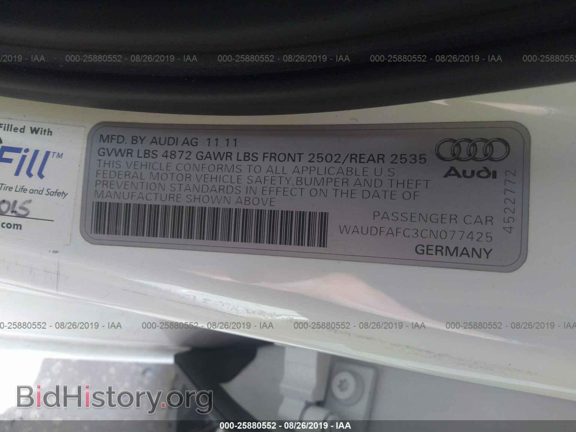 2012 AUDI A6 - VIN: WAUDFAFC3CN077425 - Фото 9