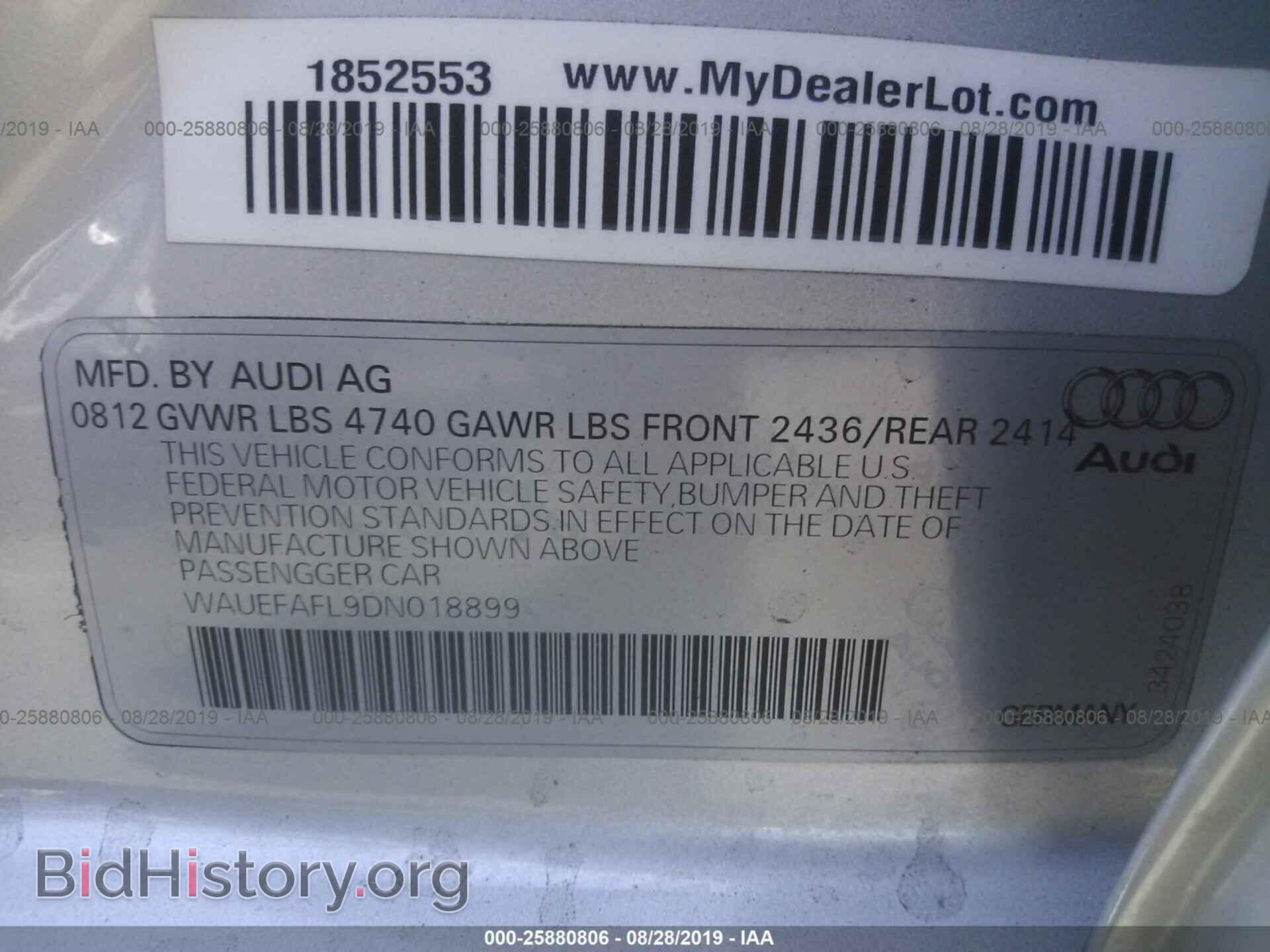 2013 AUDI A4 - VIN: WAUEFAFL9DN018899 - Фото 9