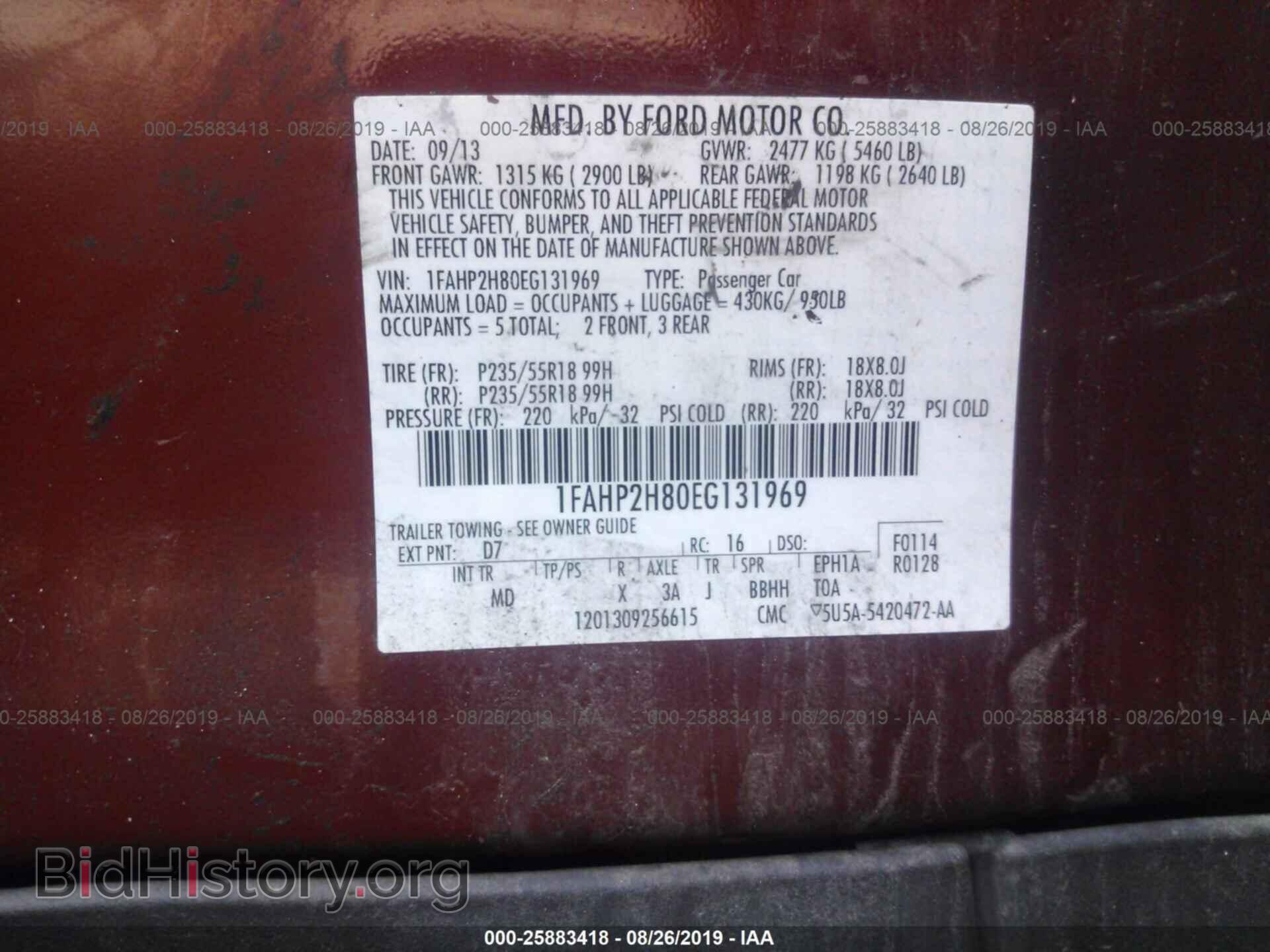 2014 FORD TAURUS - VIN: 1FAHP2H80EG131969 - Фото 9