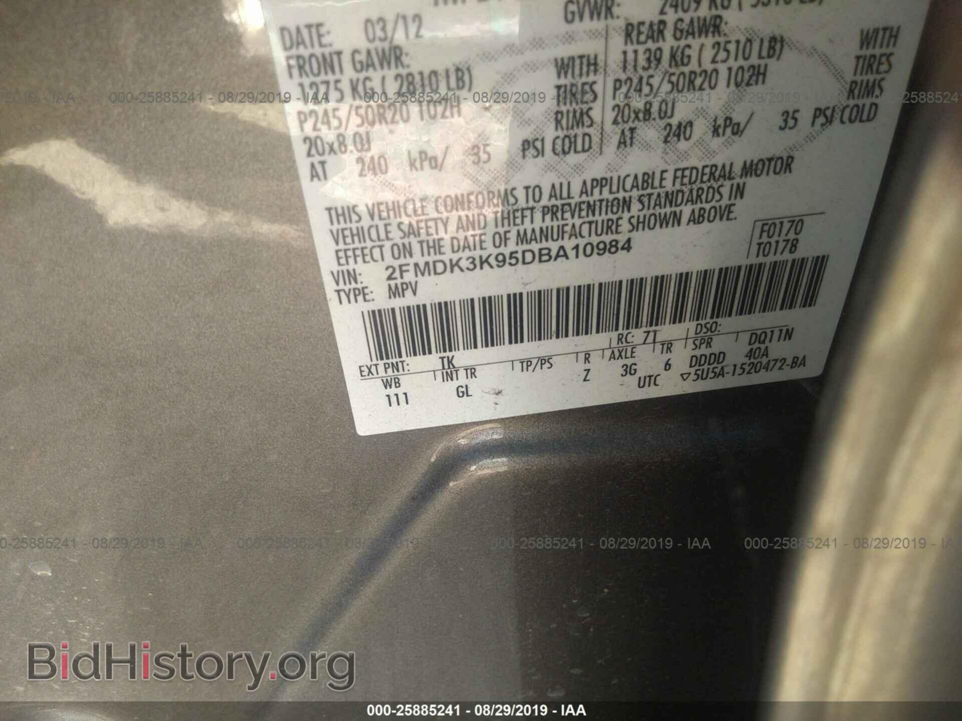2013 FORD EDGE - VIN: 2FMDK3K95DBA10984 - Photo 9