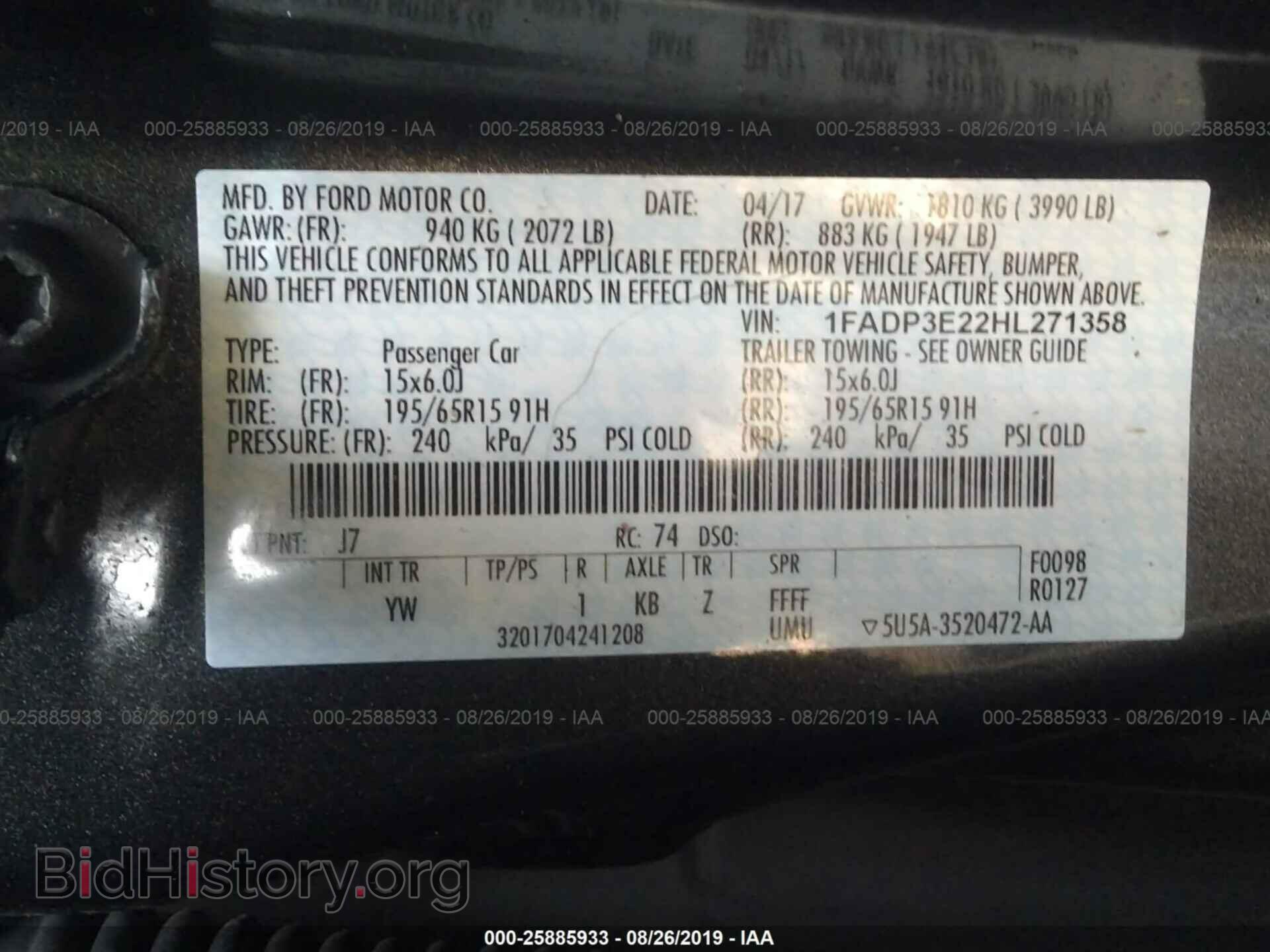 2017 FORD FOCUS - VIN: 1FADP3E22HL271358 - Фото 9