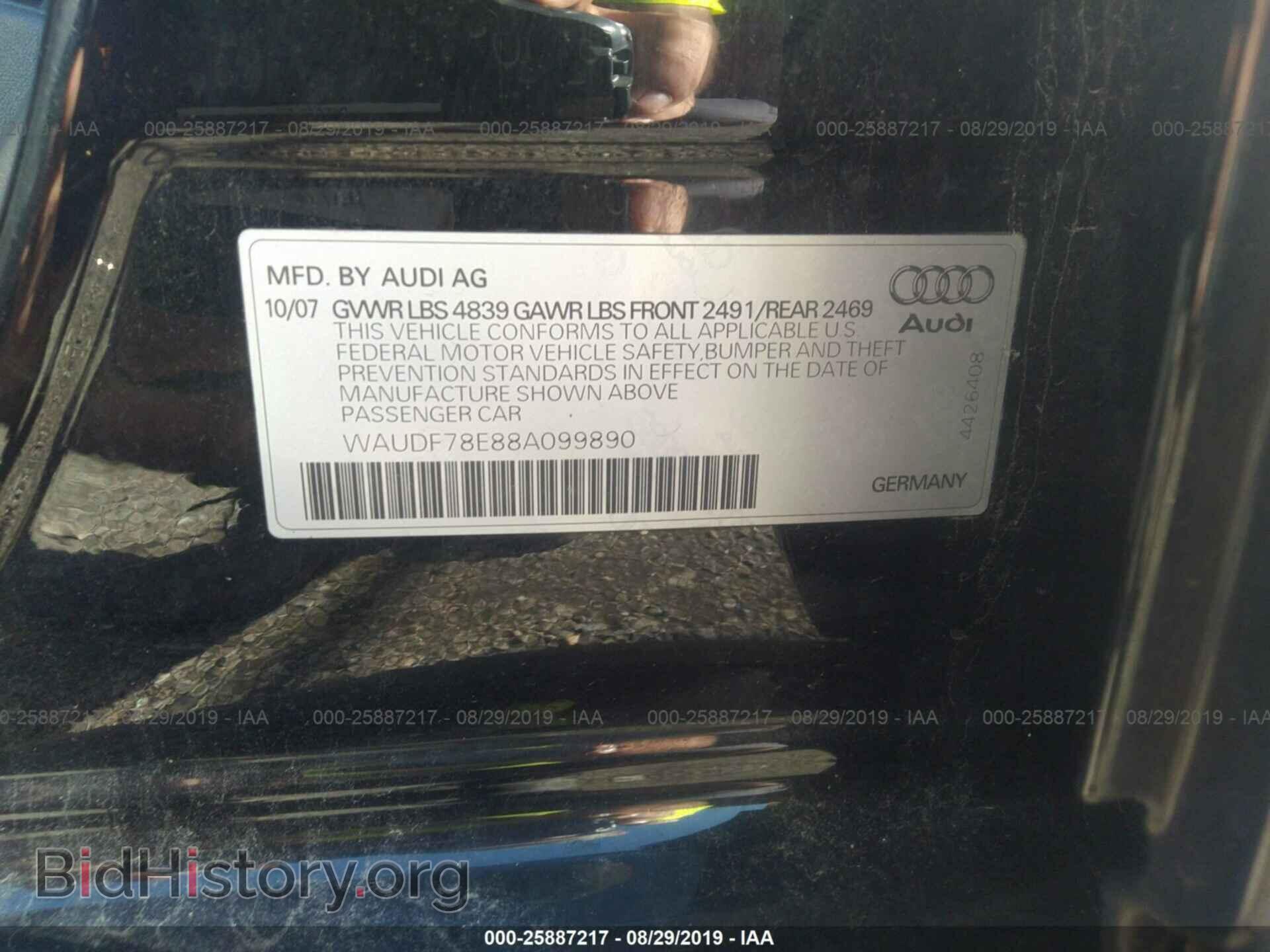 2008 AUDI A4 - VIN: WAUDF78E88A099890 - Фото 9
