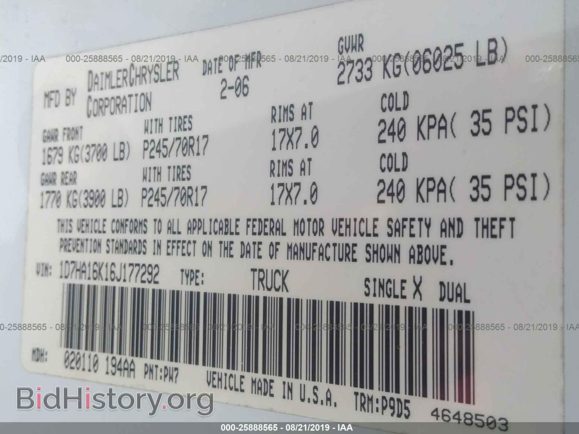 2006 DODGE RAM 1500 - VIN: 1D7HA16K16J177292 - Фото 9