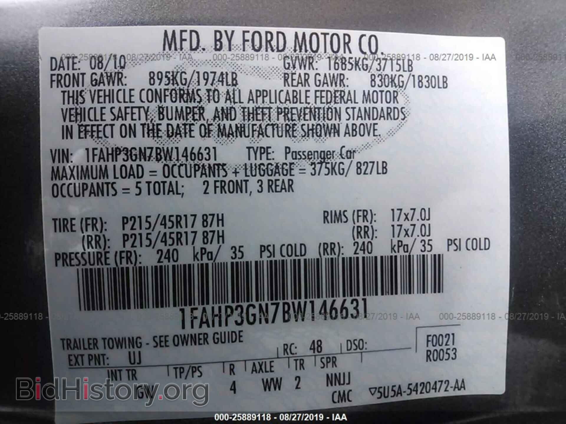 2011 FORD FOCUS - VIN: 1FAHP3GN7BW146631 - Фото 9