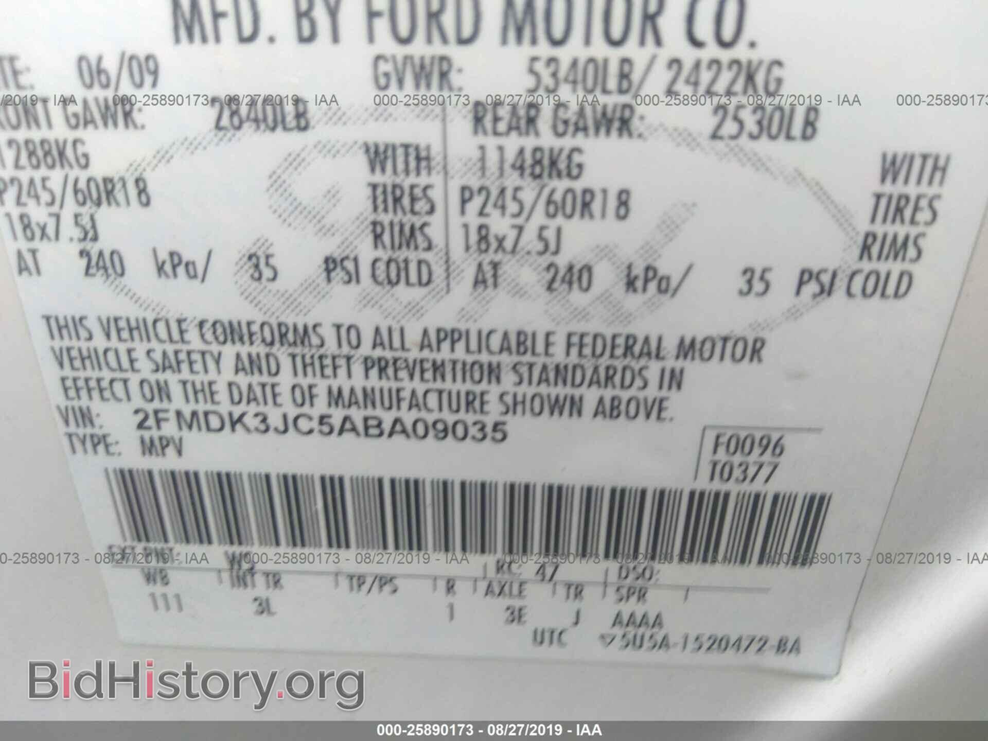 2010 FORD EDGE - VIN: 2FMDK3JC5ABA09035 - Photo 9
