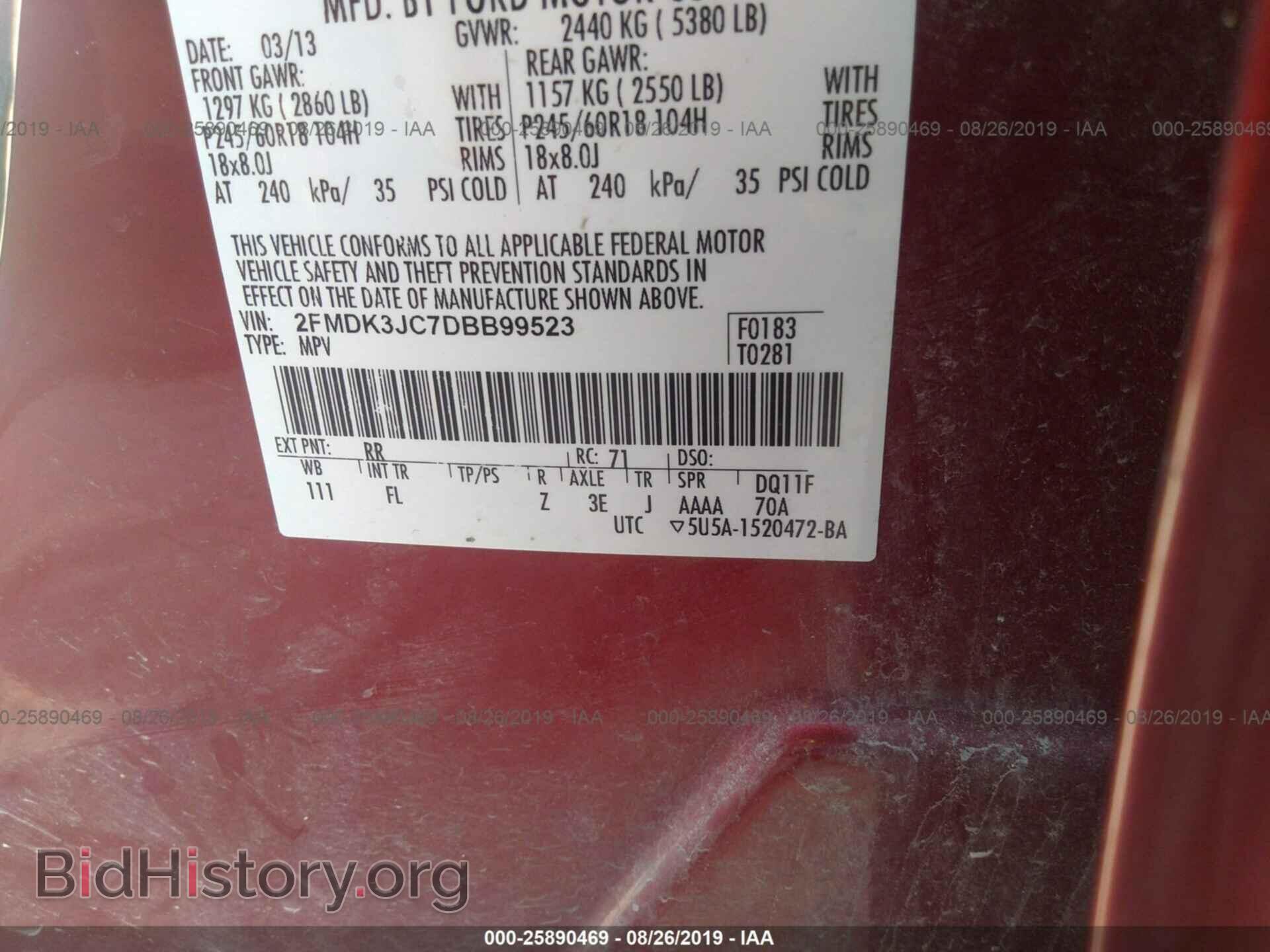 2013 FORD EDGE - VIN: 2FMDK3JC7DBB99523 - Photo 9