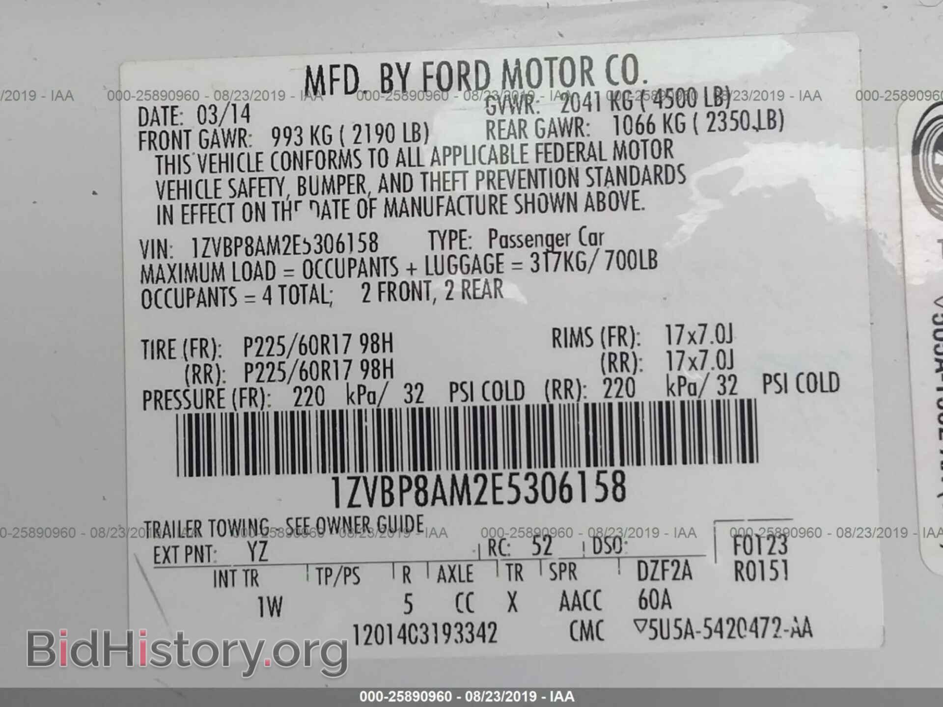 2014 FORD MUSTANG - VIN: 1ZVBP8AM2E5306158 - Фото 9