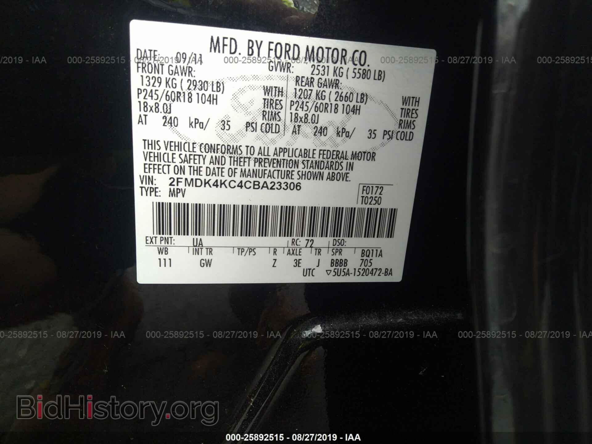 2012 FORD EDGE - VIN: 2FMDK4KC4CBA23306 - Photo 9