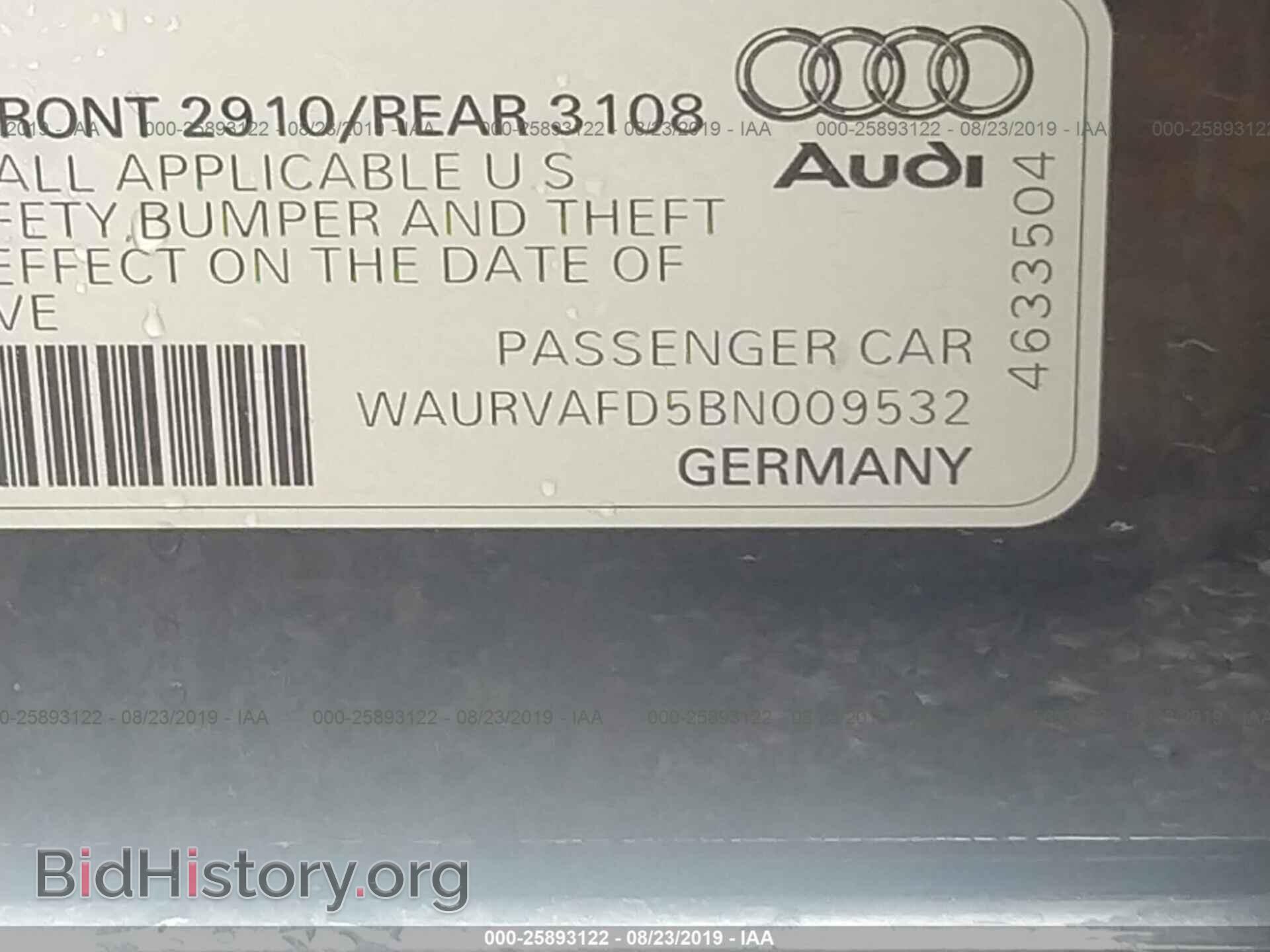 2011 AUDI A8 - VIN: WAURVAFD5BN009532 - Фото 9