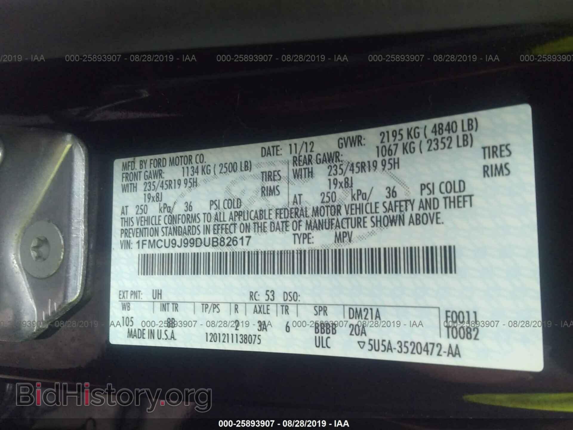 2013 FORD ESCAPE - VIN: 1FMCU9J99DUB82617 - Фото 9