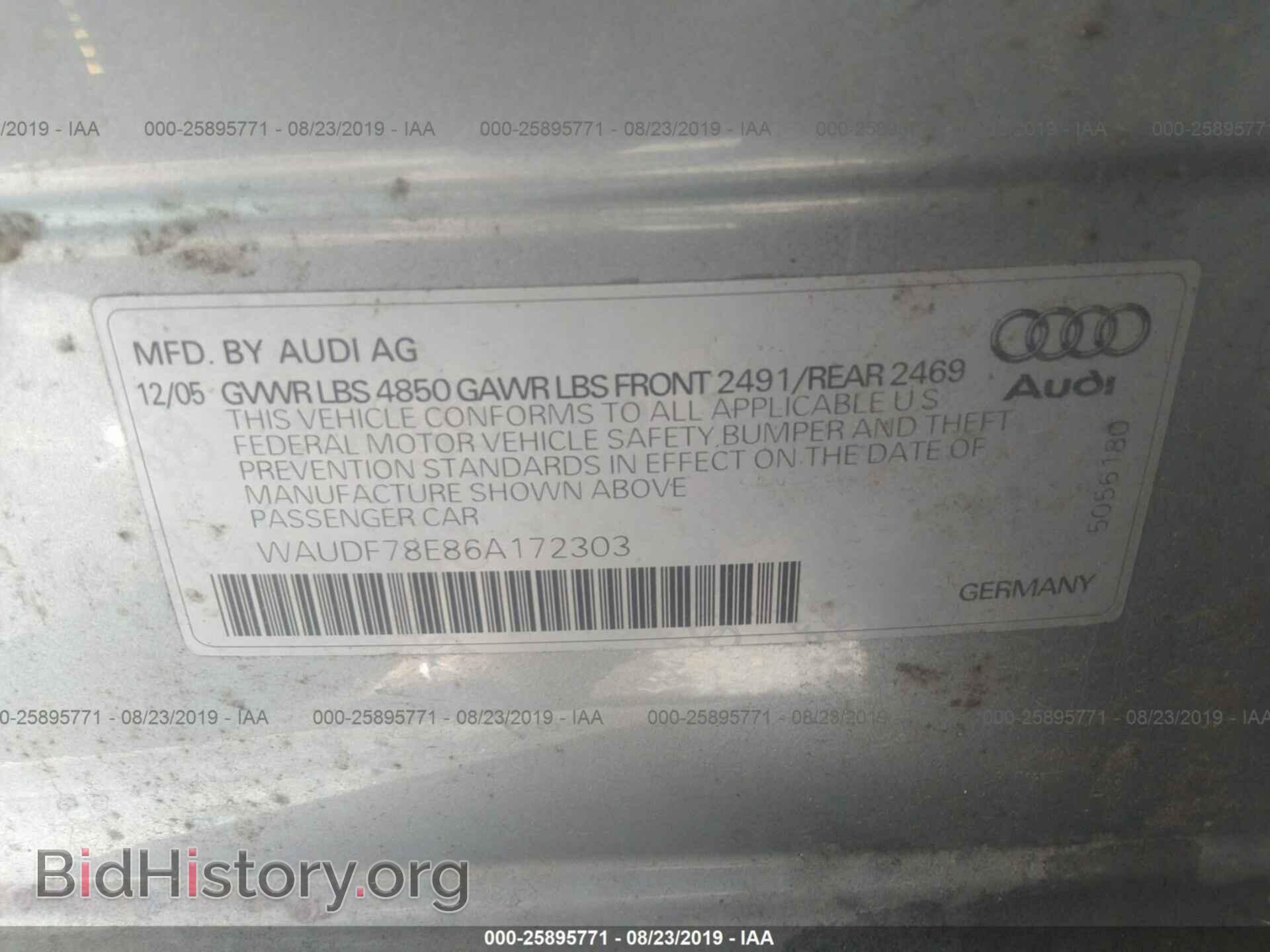 2006 AUDI A4 - VIN: WAUDF78E86A172303 - Фото 9