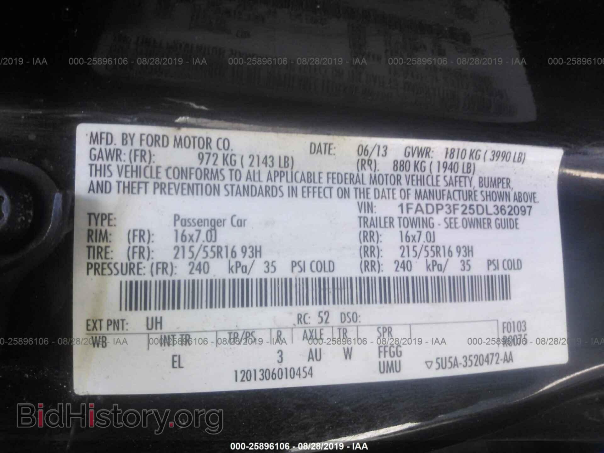2013 FORD FOCUS - VIN: 1FADP3F25DL362097 - Фото 9