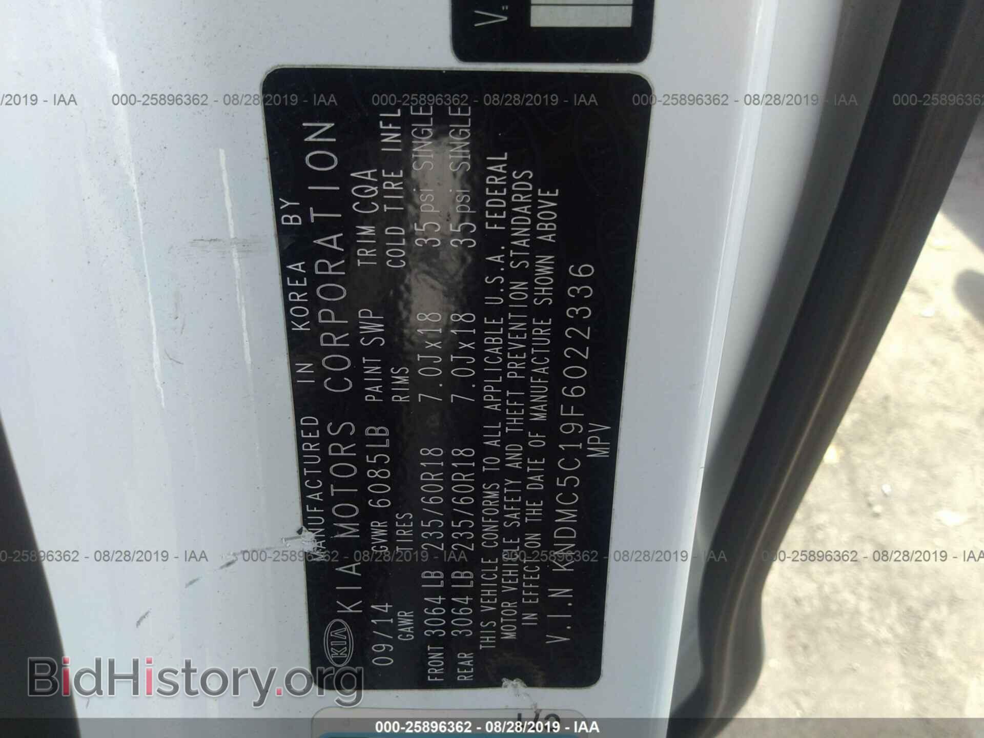 2015 KIA SEDONA - VIN: KNDMC5C19F6022336 - Фото 9