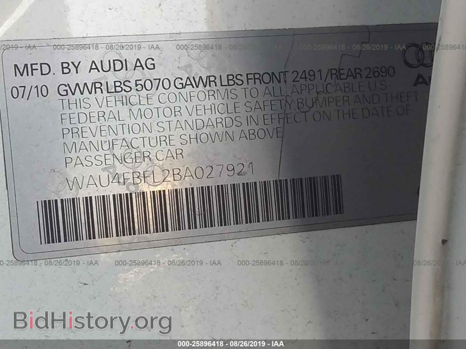 2011 AUDI A4 - VIN: WAU4FBFL2BA027921 - Photo 9