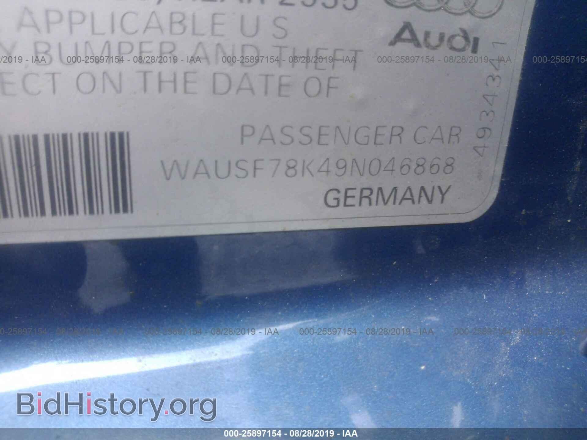 2009 AUDI A4 - VIN: WAUSF78K49N046868 - Фото 9