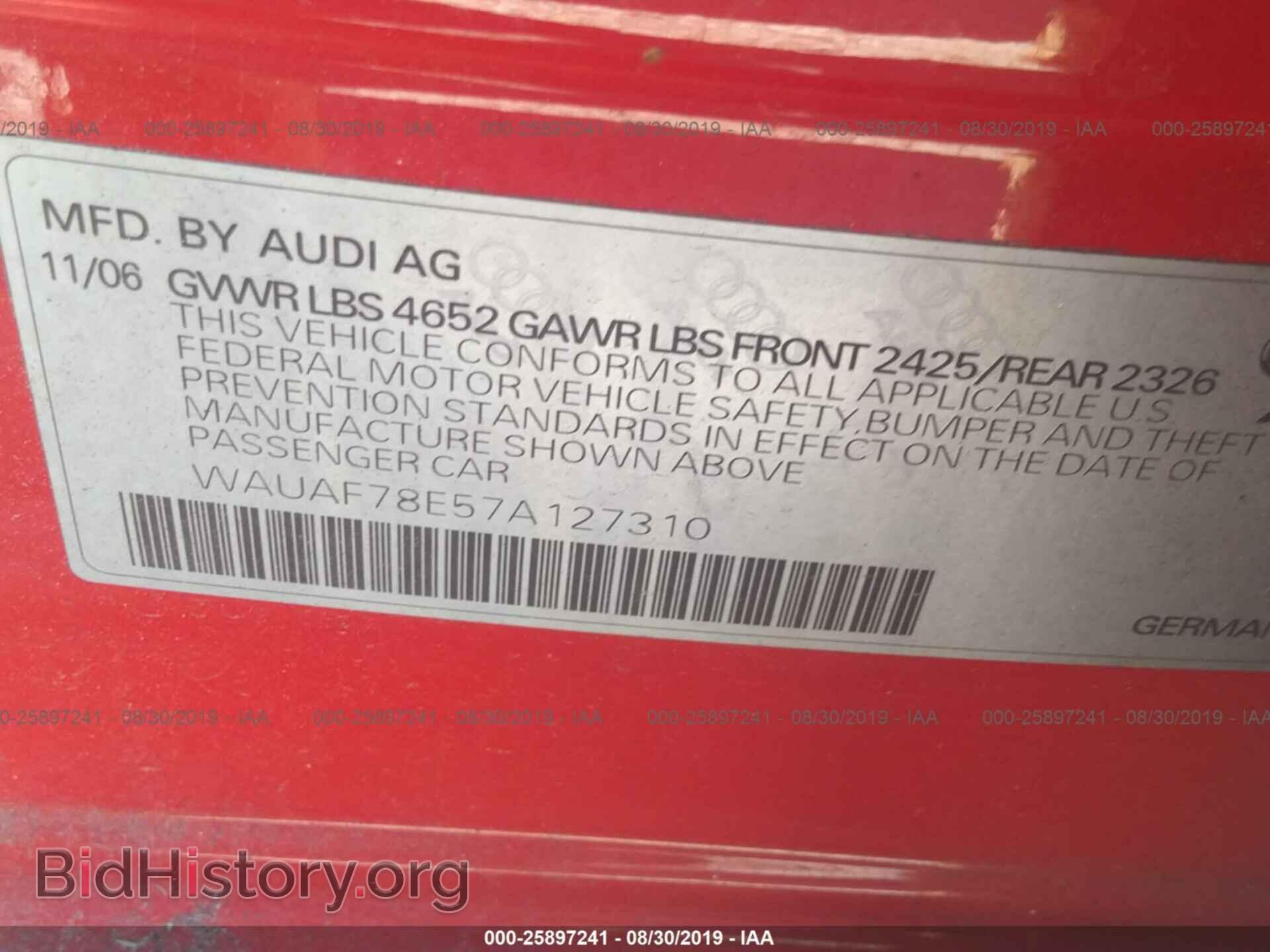2007 AUDI A4 - VIN: WAUAF78E57A127310 - Photo 9