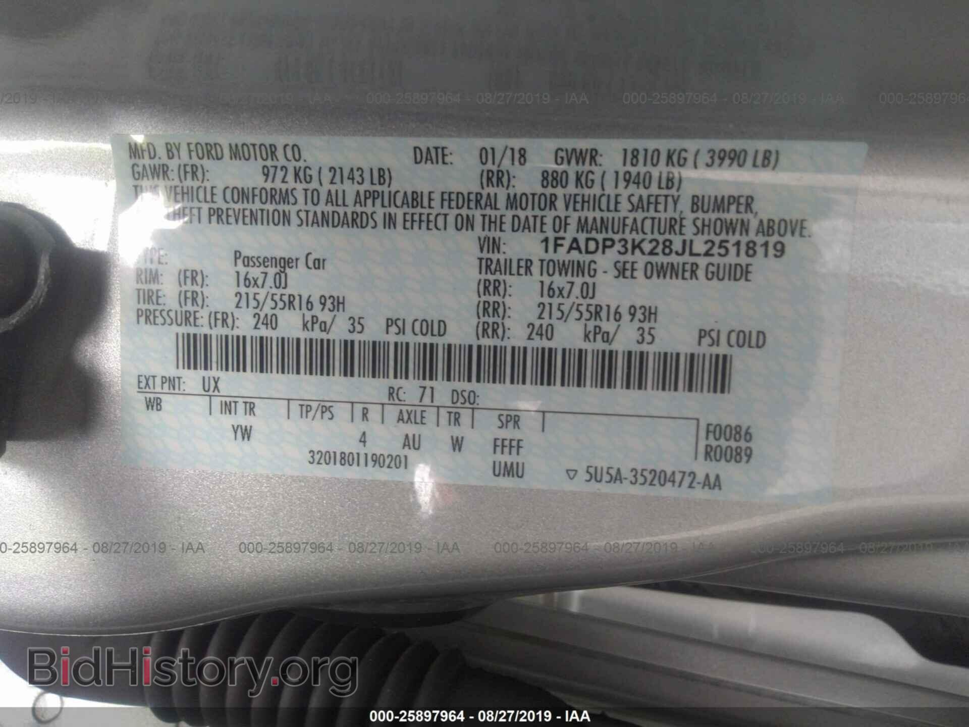 2018 FORD FOCUS - VIN: 1FADP3K28JL251819 - Фото 9