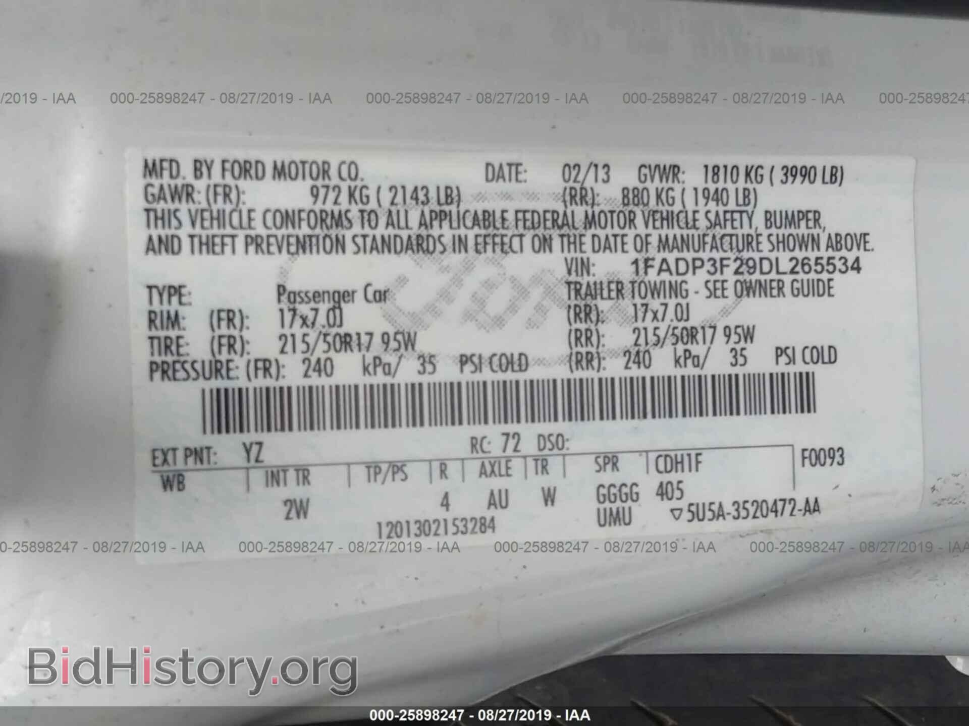 2013 FORD FOCUS - VIN: 1FADP3F29DL265534 - Фото 9