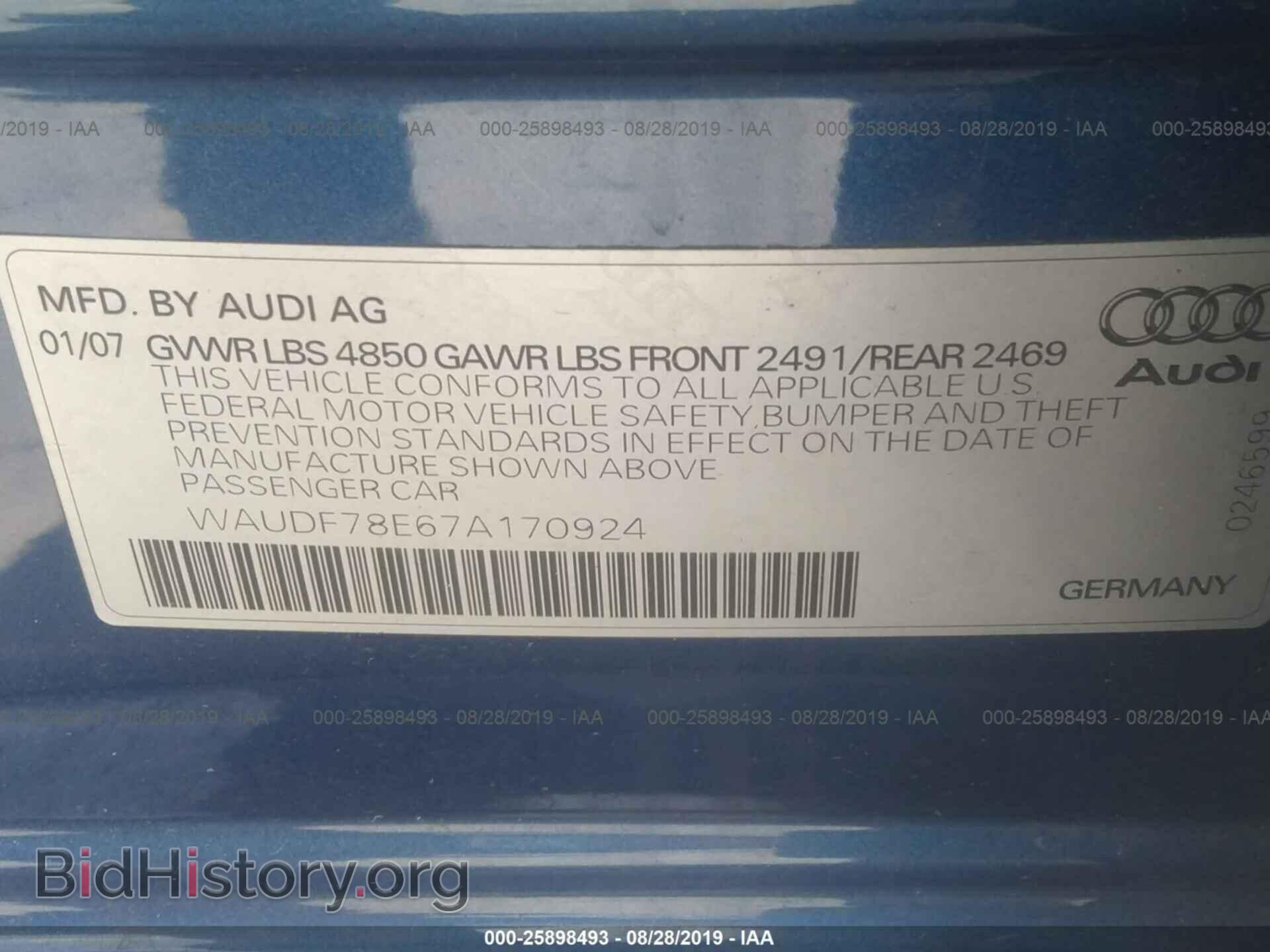 2007 AUDI A4 - VIN: WAUDF78E67A170924 - Фото 9