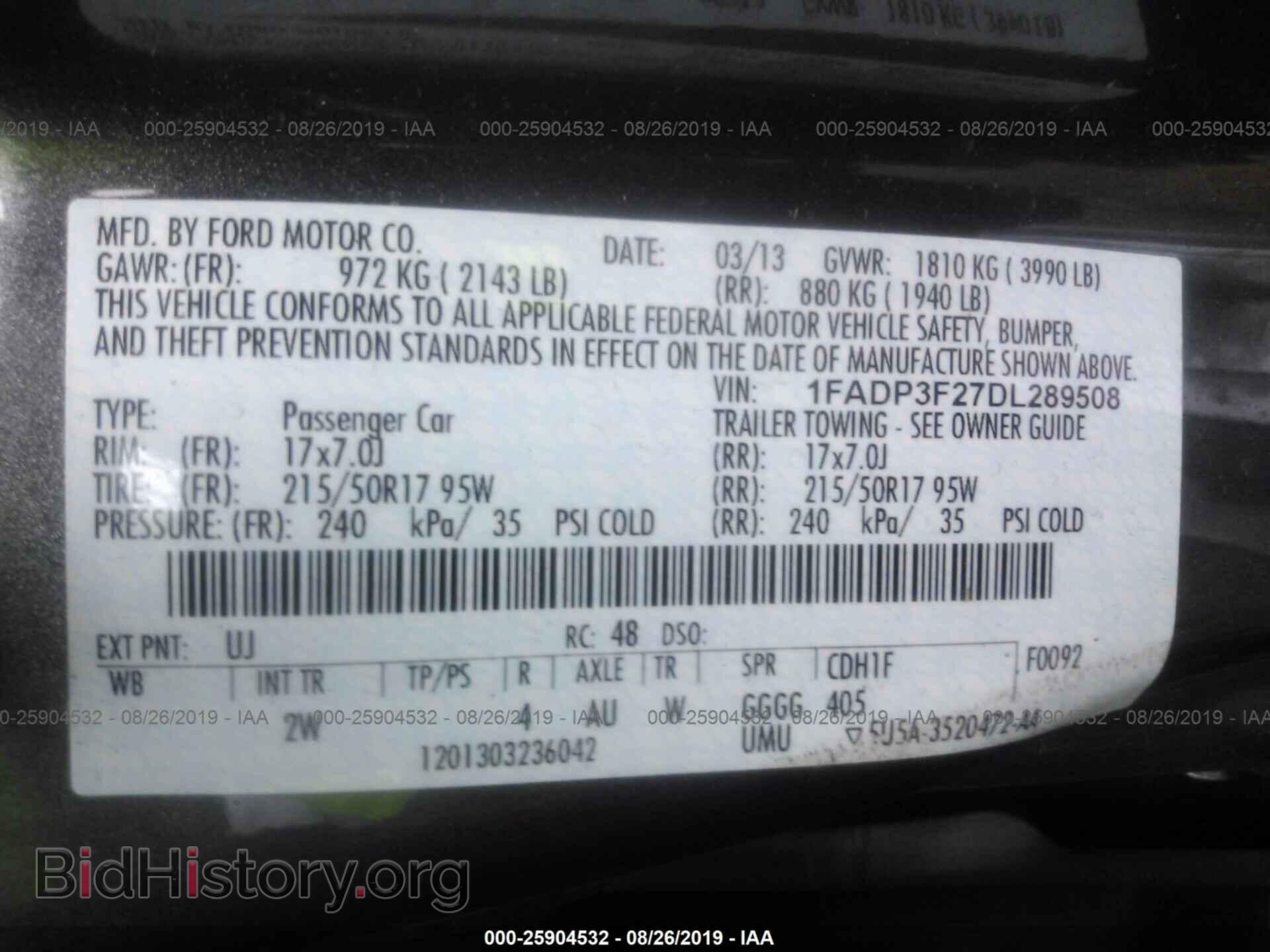 2013 FORD FOCUS - VIN: 1FADP3F27DL289508 - Фото 9