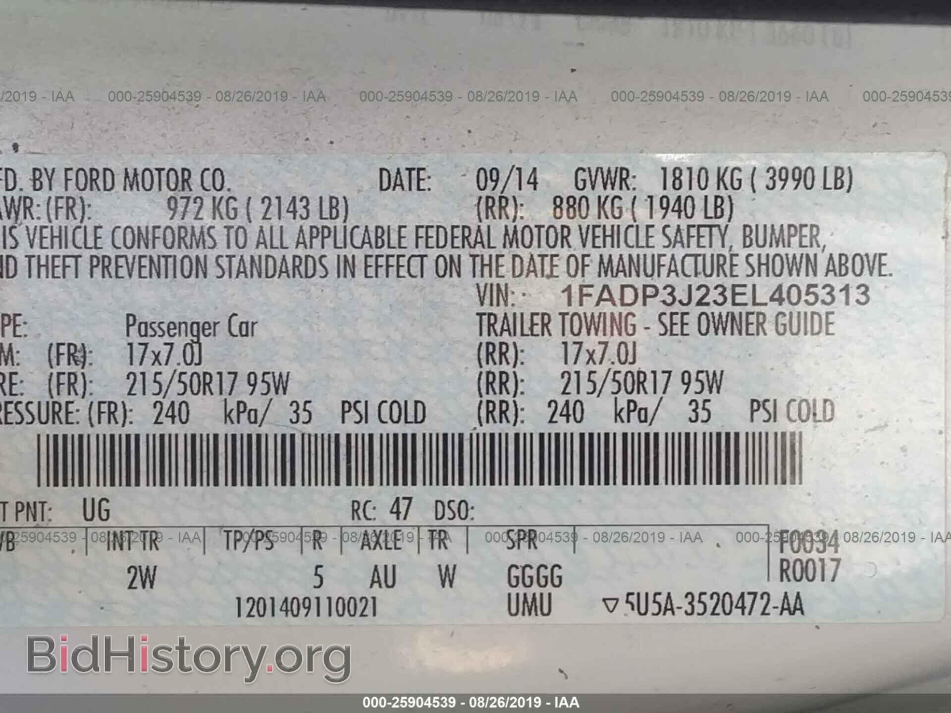 2014 FORD FOCUS - VIN: 1FADP3J23EL405313 - Фото 9