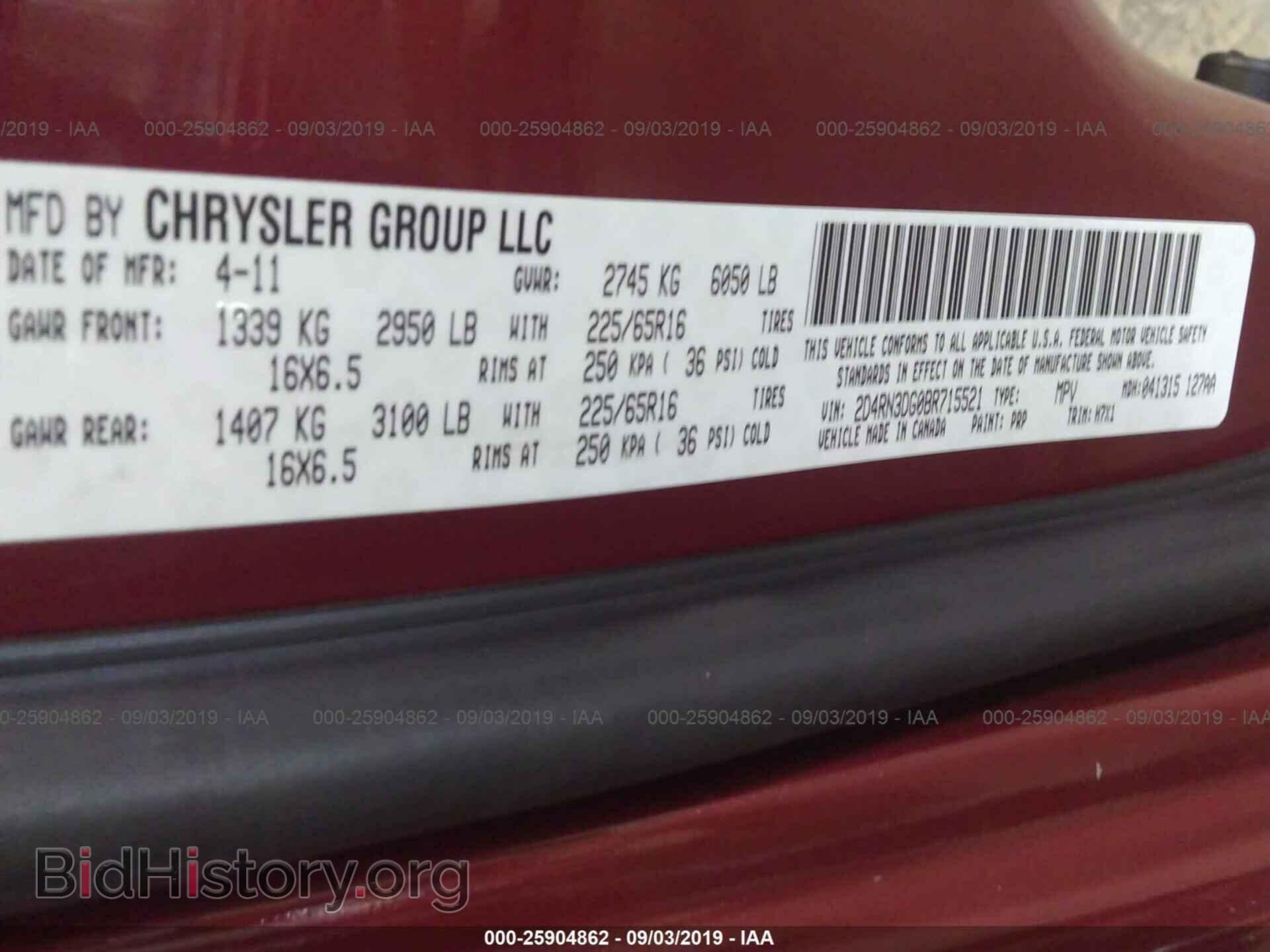 2011 DODGE GRAND CARAVAN - VIN: 2D4RN3DG0BR715521 - Фото 9