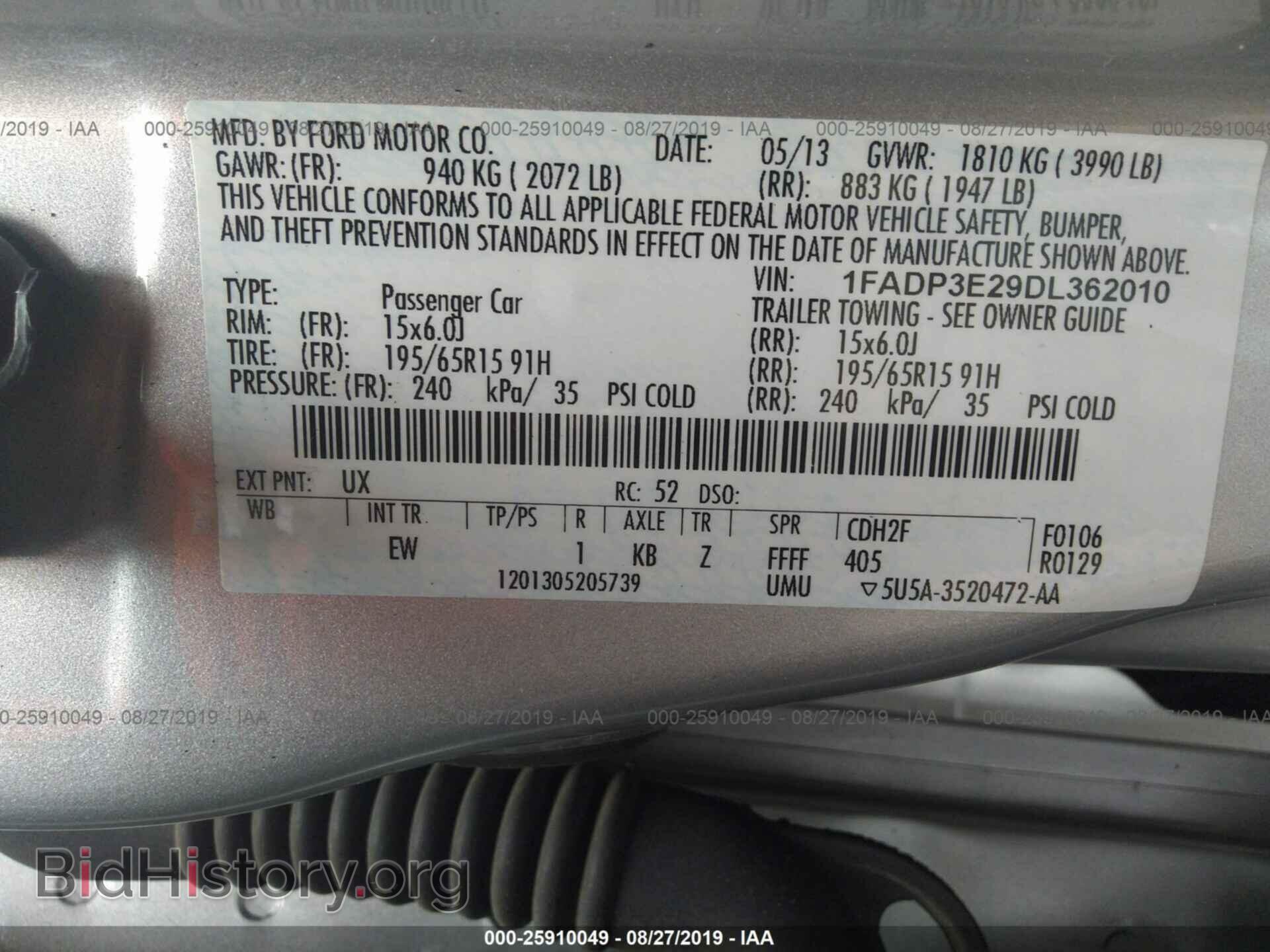 2013 FORD FOCUS - VIN: 1FADP3E29DL362010 - Фото 9