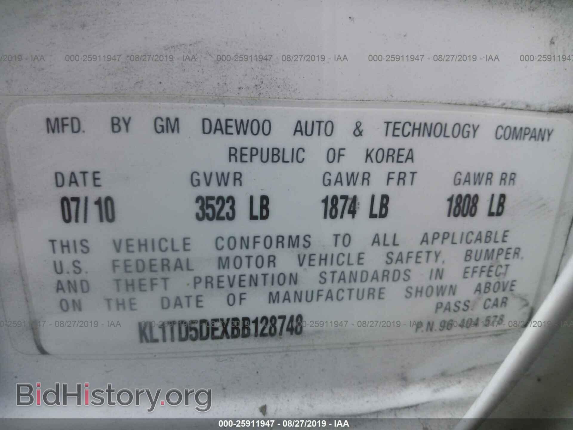 2011 CHEVROLET AVEO - VIN: KL1TD5DEXBB128748 - Фото 9
