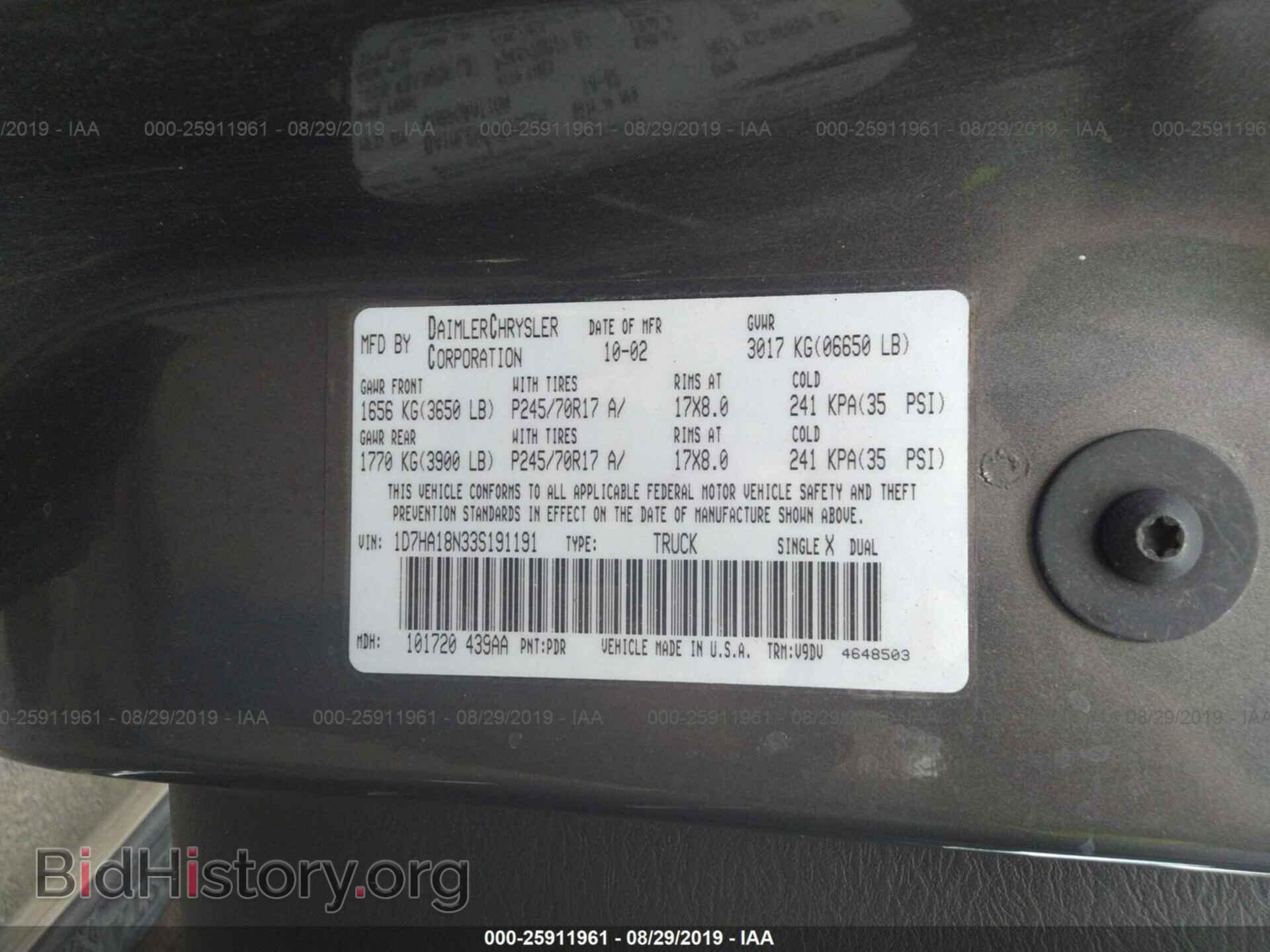 2003 DODGE RAM 1500 - VIN: 1D7HA18N33S191191 - Photo 9
