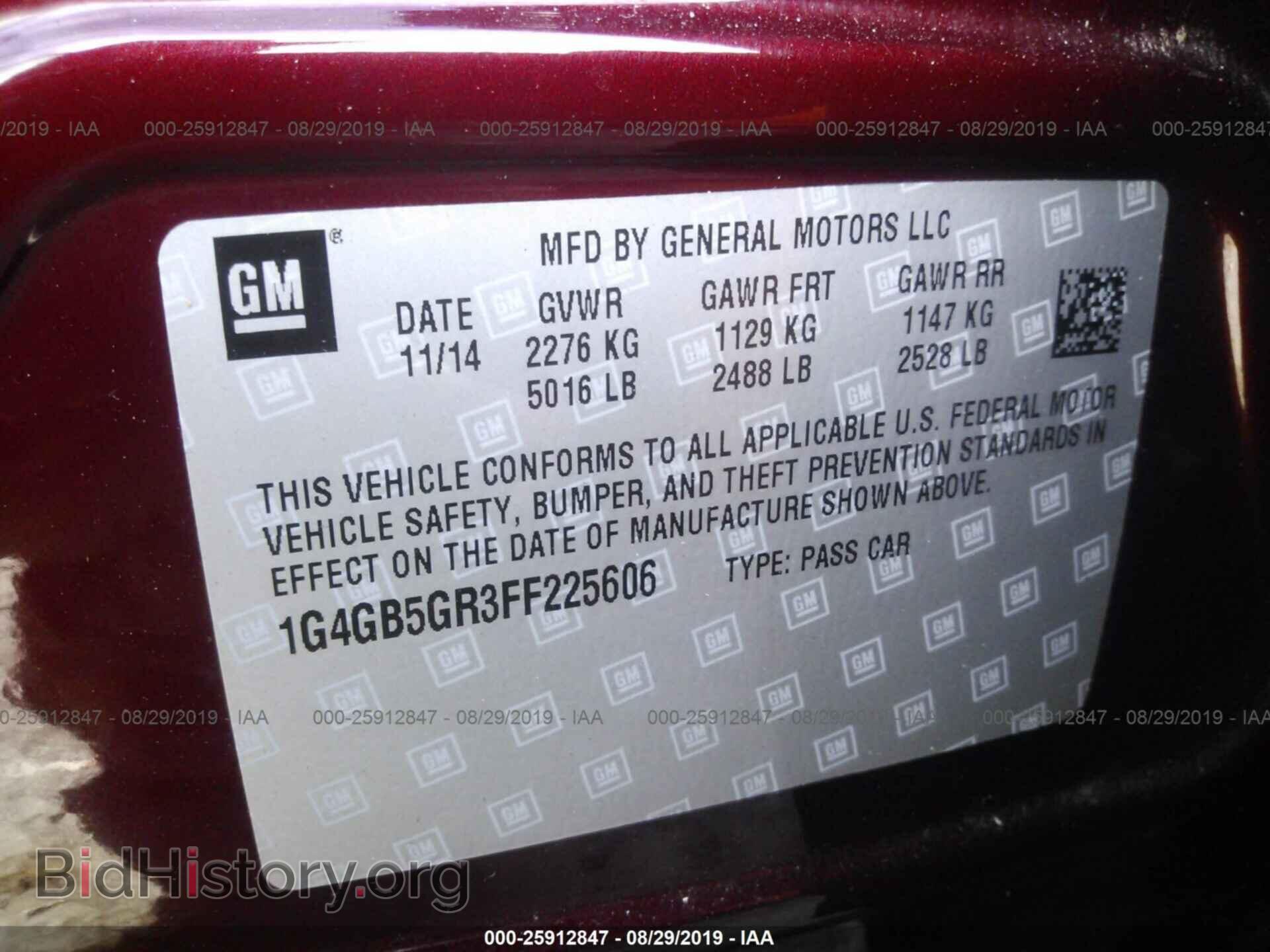 2015 BUICK LACROSSE - VIN: 1G4GB5GR3FF225606 - Фото 9