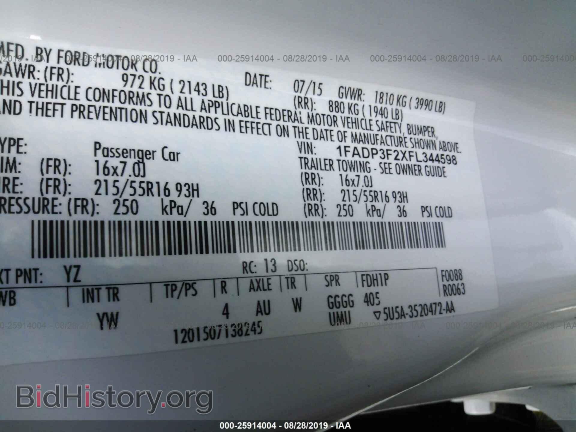 2015 FORD FOCUS - VIN: 1FADP3F2XFL344598 - Фото 9