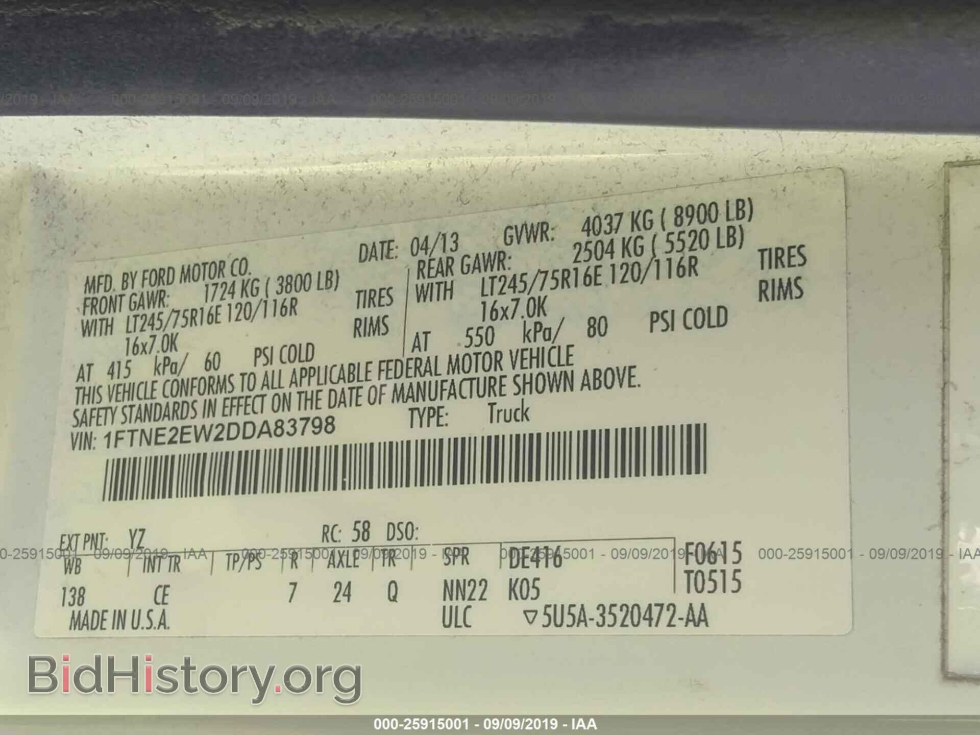 2013 FORD ECONOLINE - VIN: 1FTNE2EW2DDA83798 - Photo 9