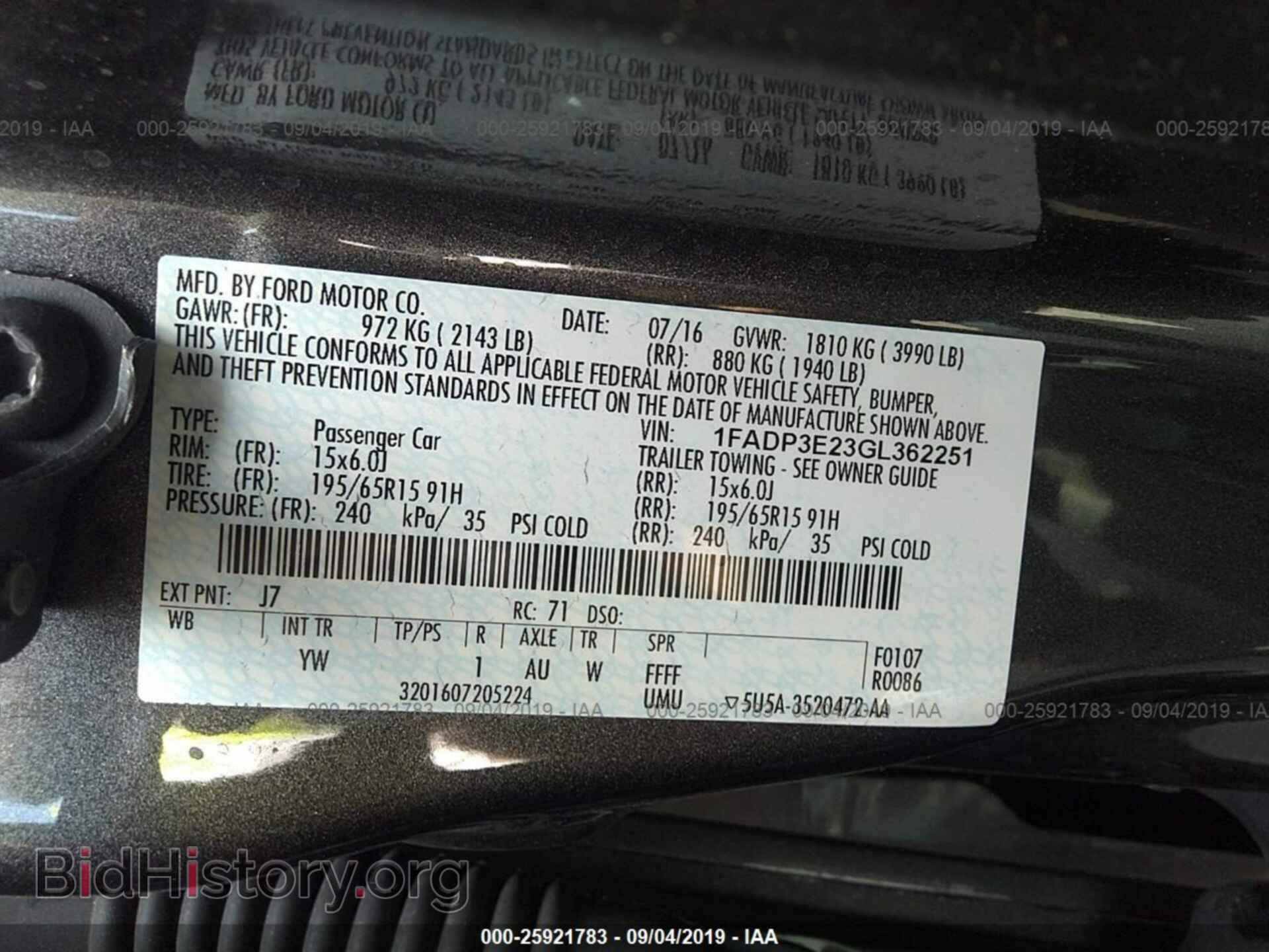 2016 FORD FOCUS - VIN: 1FADP3E23GL362251 - Фото 9