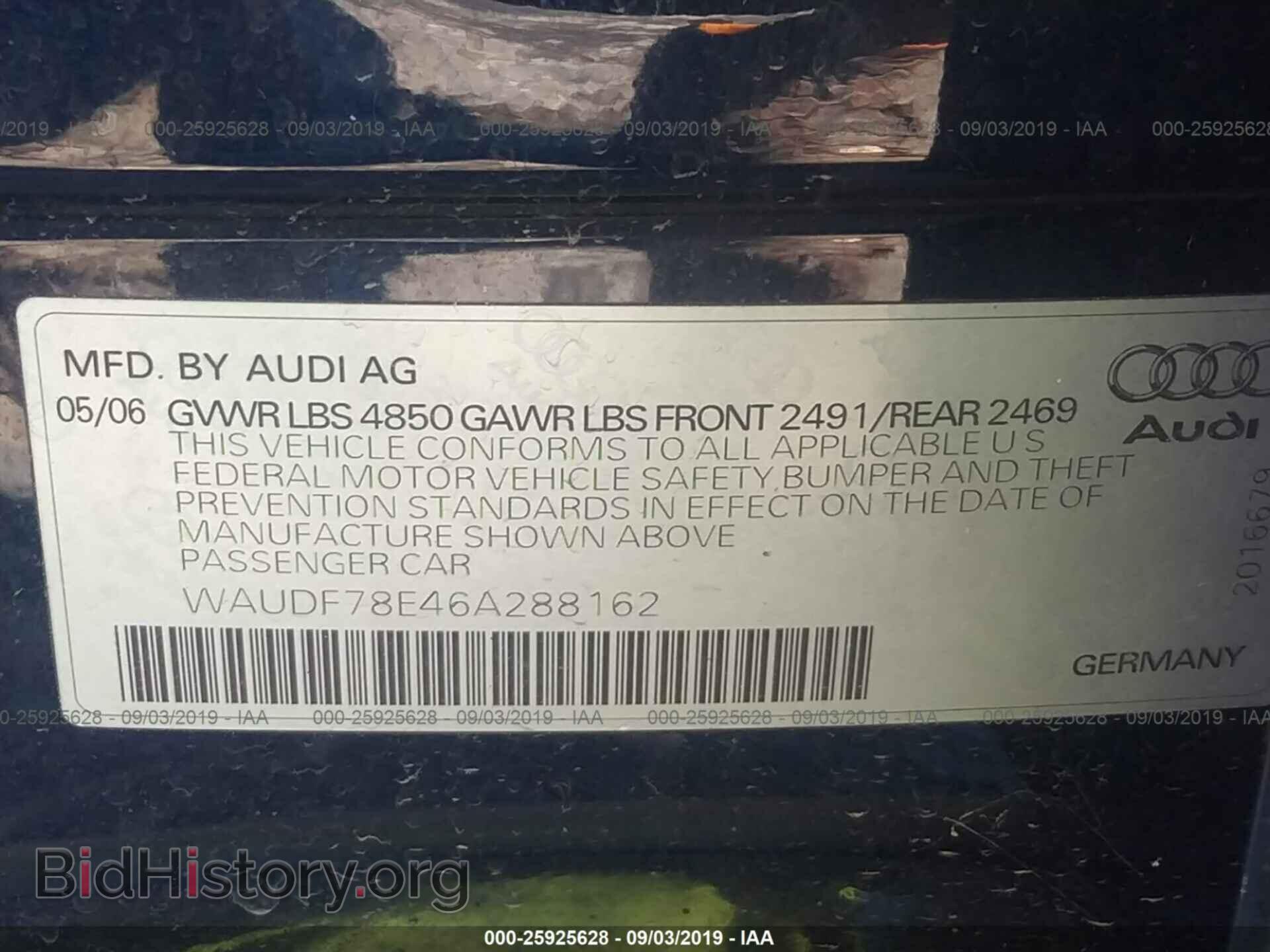 2006 AUDI A4 - VIN: WAUDF78E46A288162 - Фото 9